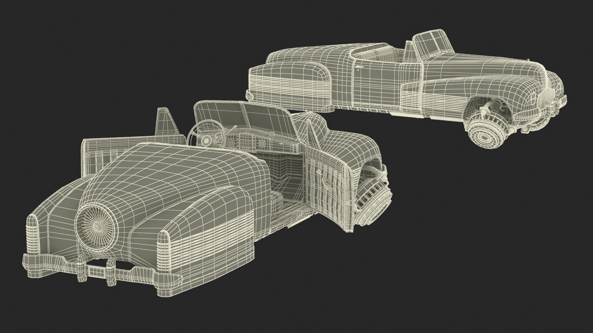 3D model Hover Retro Car Red New Rigged