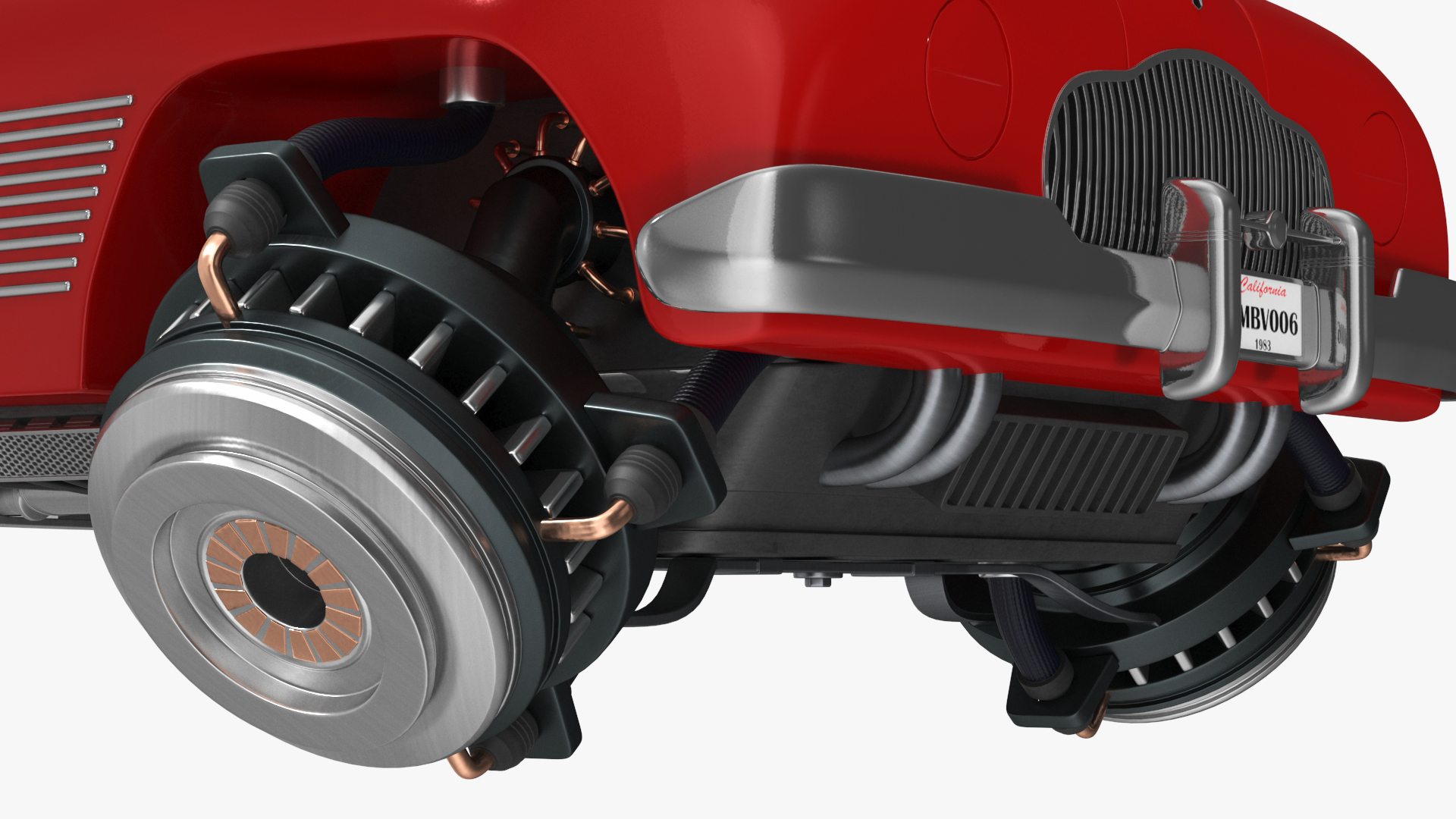 3D model Hover Retro Car Red New Rigged