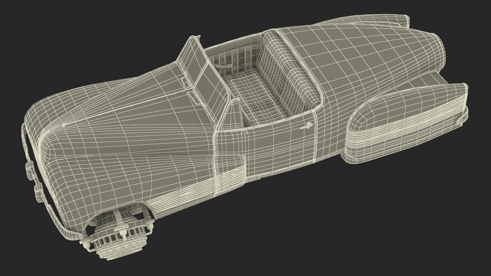 3D model Hover Retro Car Red New Rigged