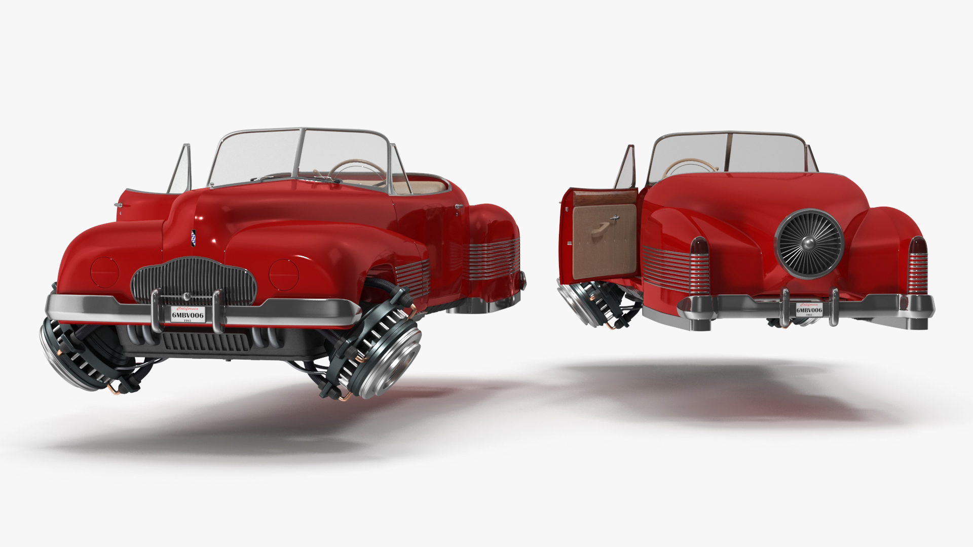 3D model Hover Retro Car Red New Rigged