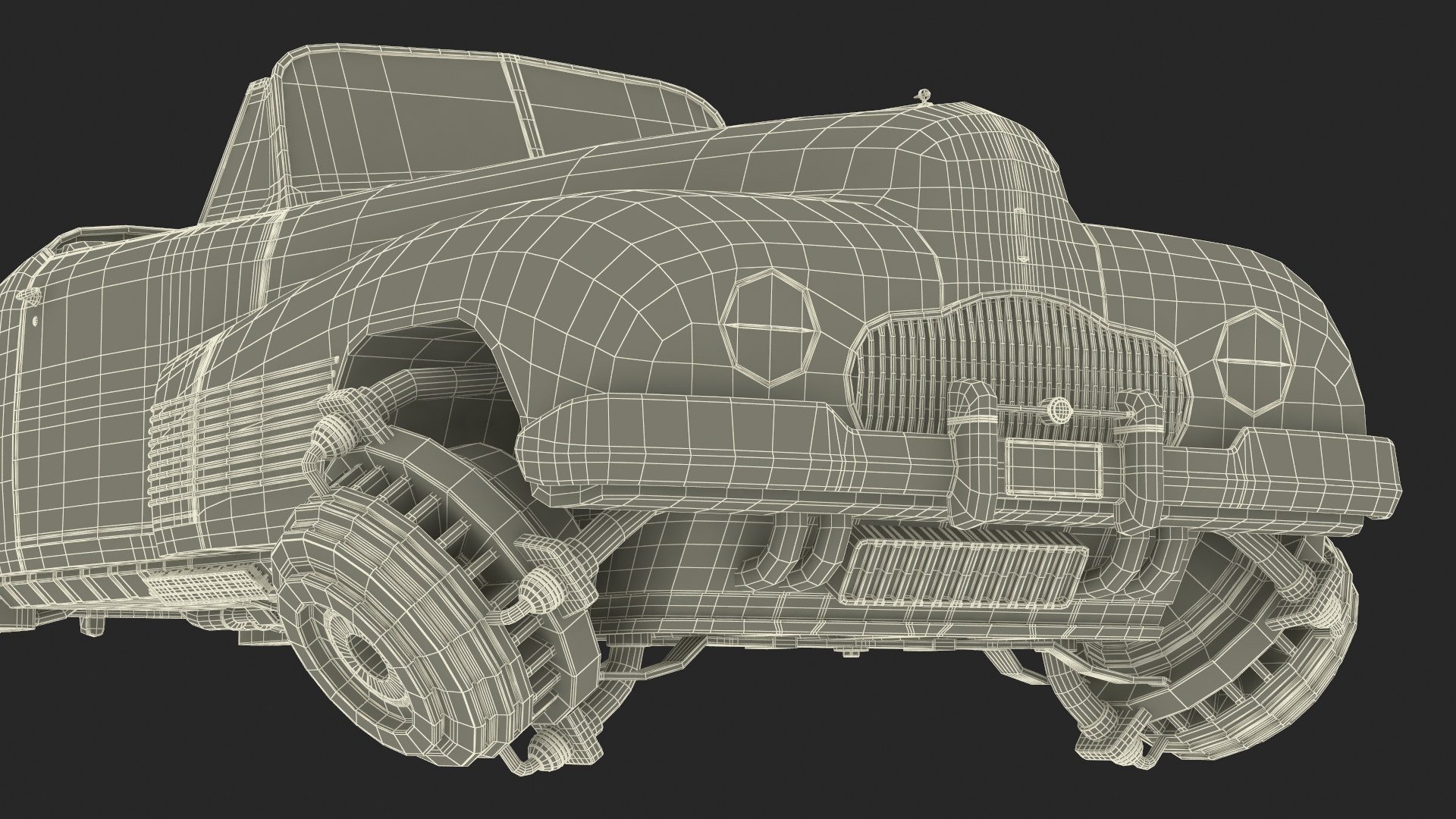 3D model Hover Retro Car Red New Rigged