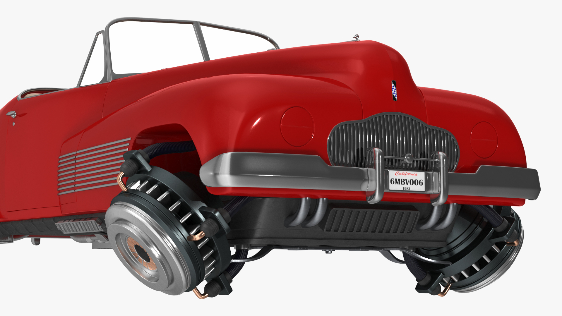 3D model Hover Retro Car Red New Rigged