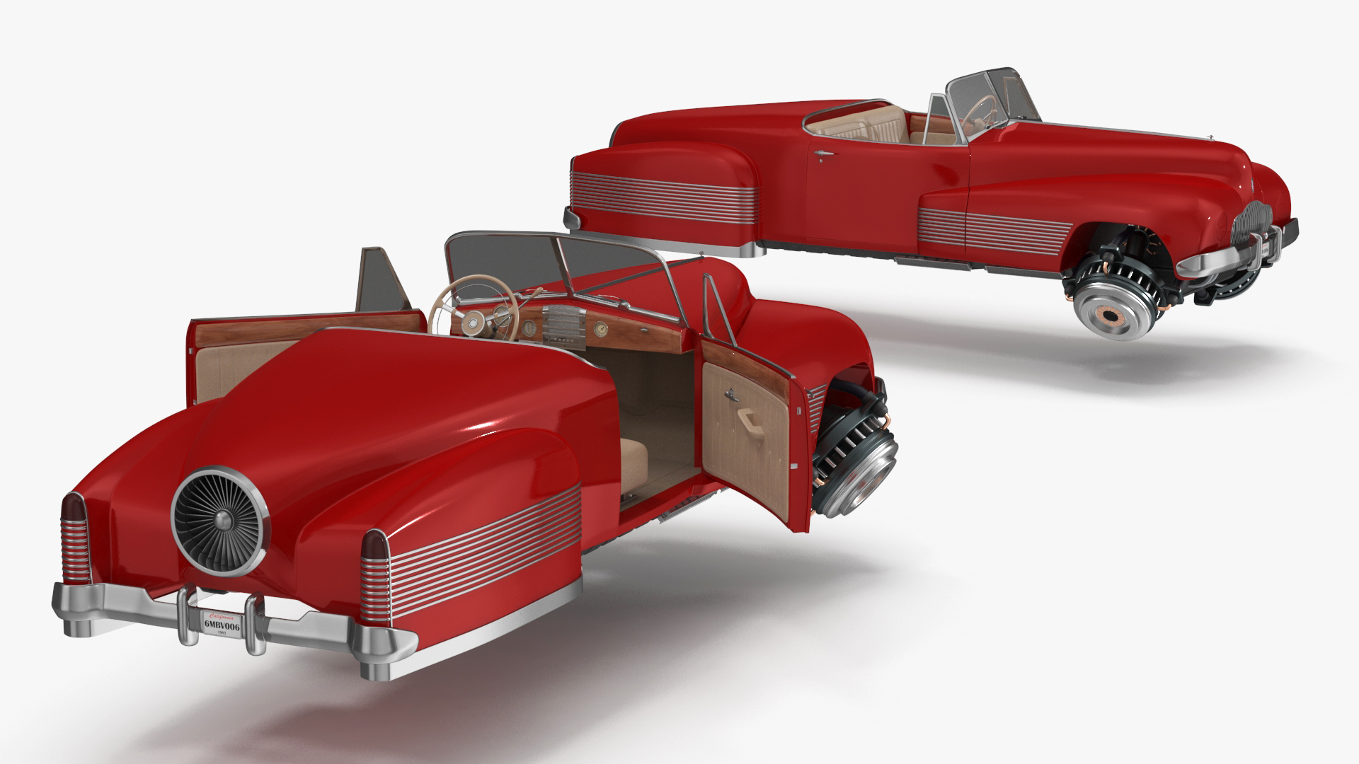 3D model Hover Retro Car Red New Rigged
