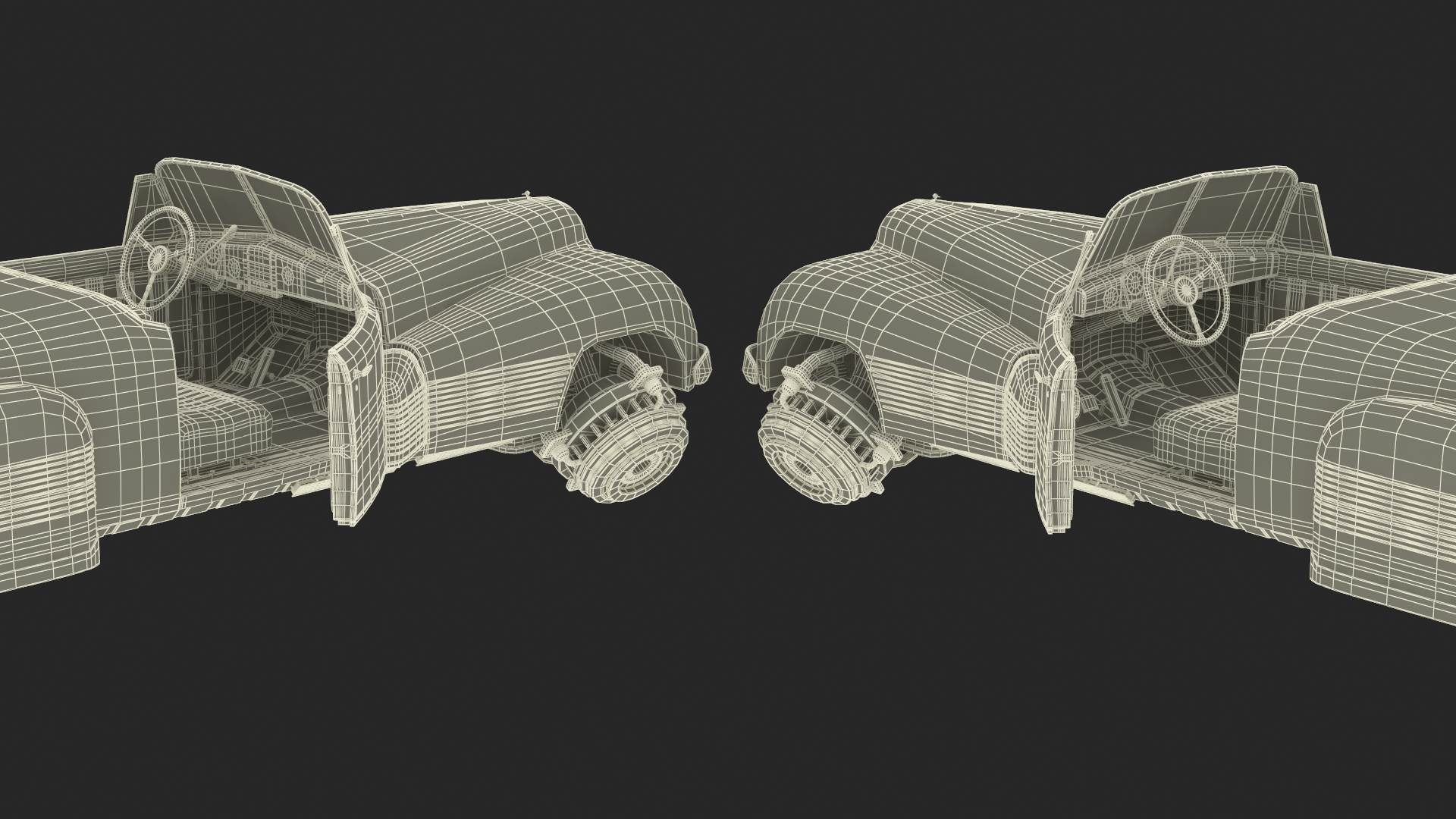 3D model Hover Retro Car Red New Rigged