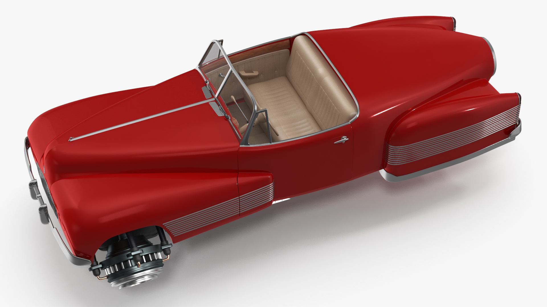 3D model Hover Retro Car Red New Rigged