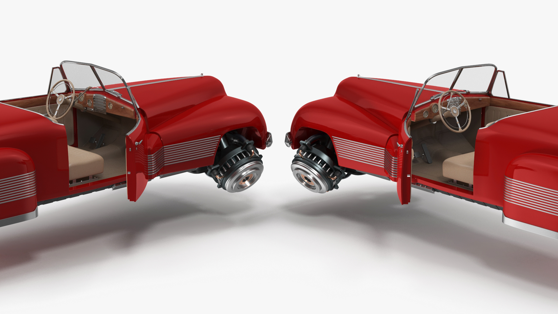 3D model Hover Retro Car Red New Rigged
