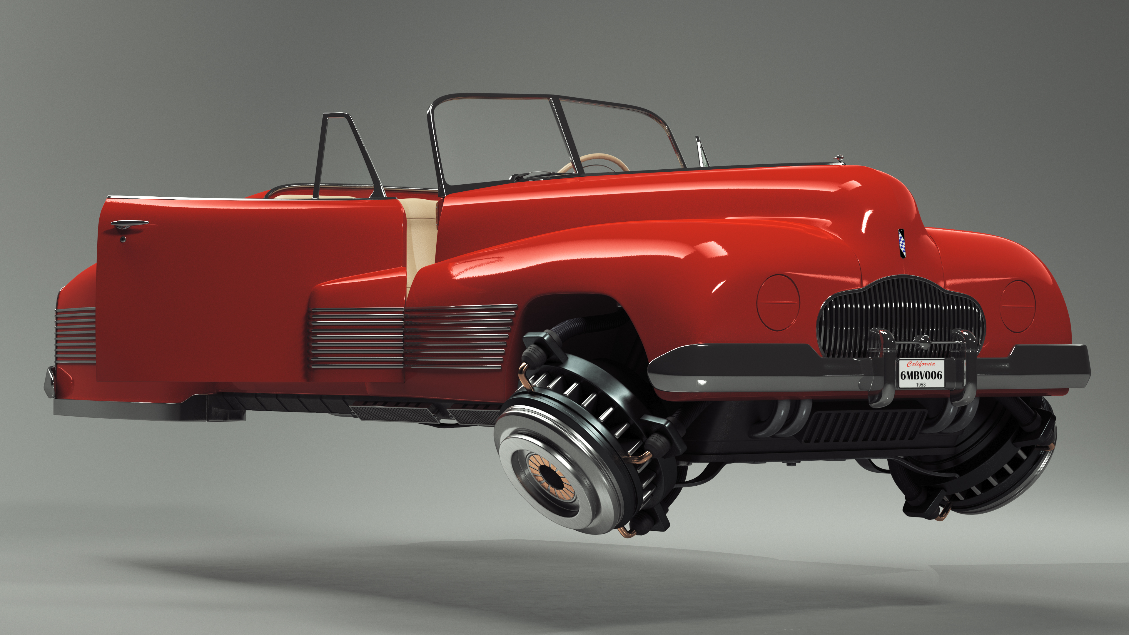 3D model Hover Retro Car Red New Rigged