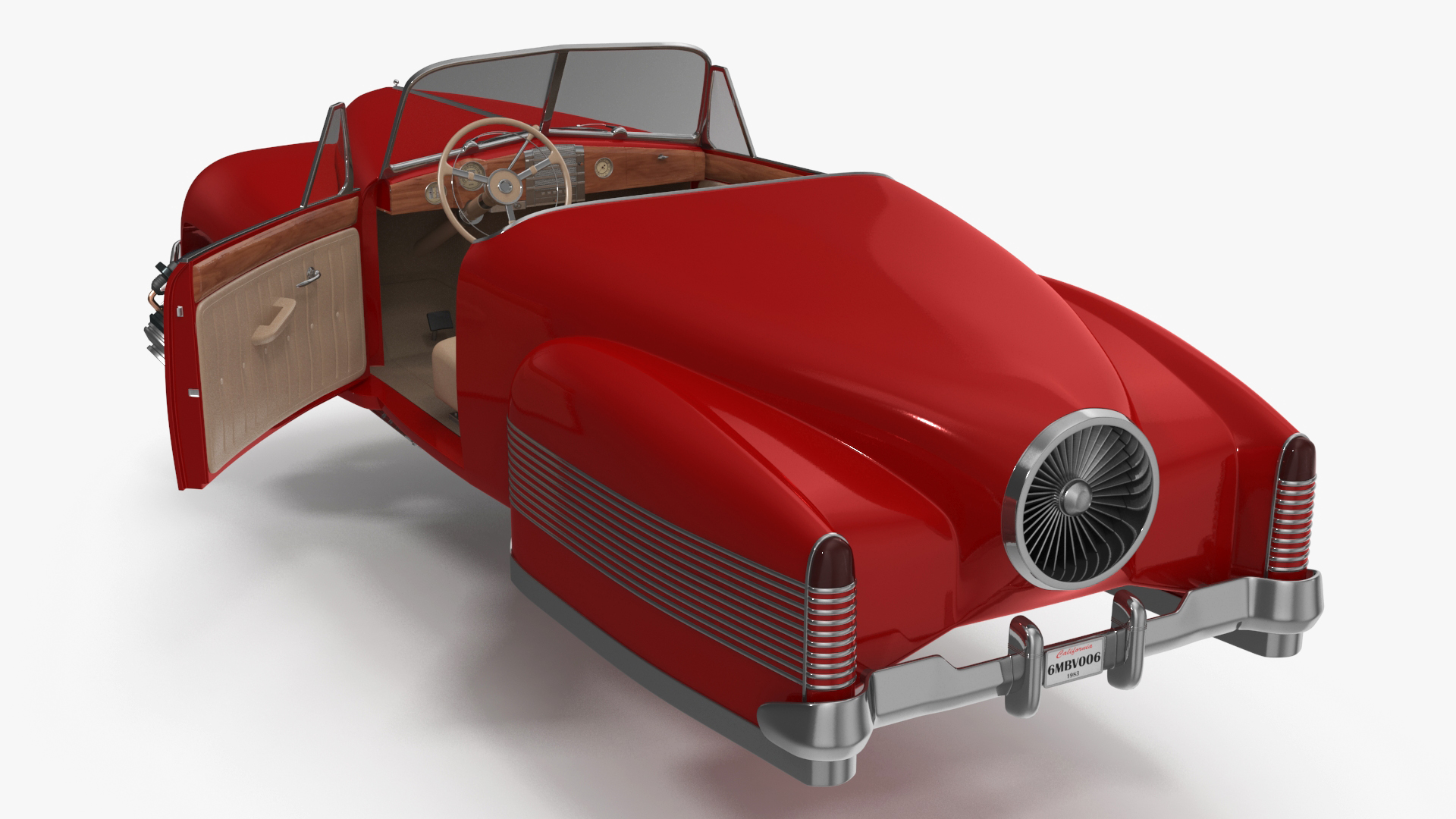 3D model Hover Retro Car Red New Rigged