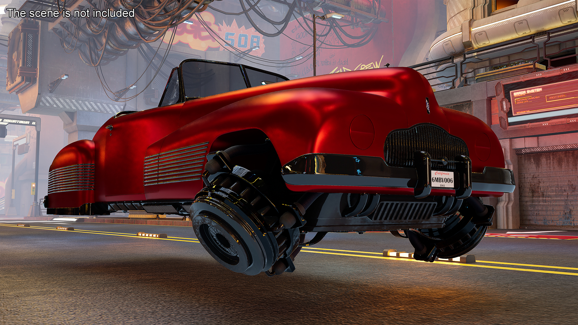 3D model Hover Retro Car Red New Rigged