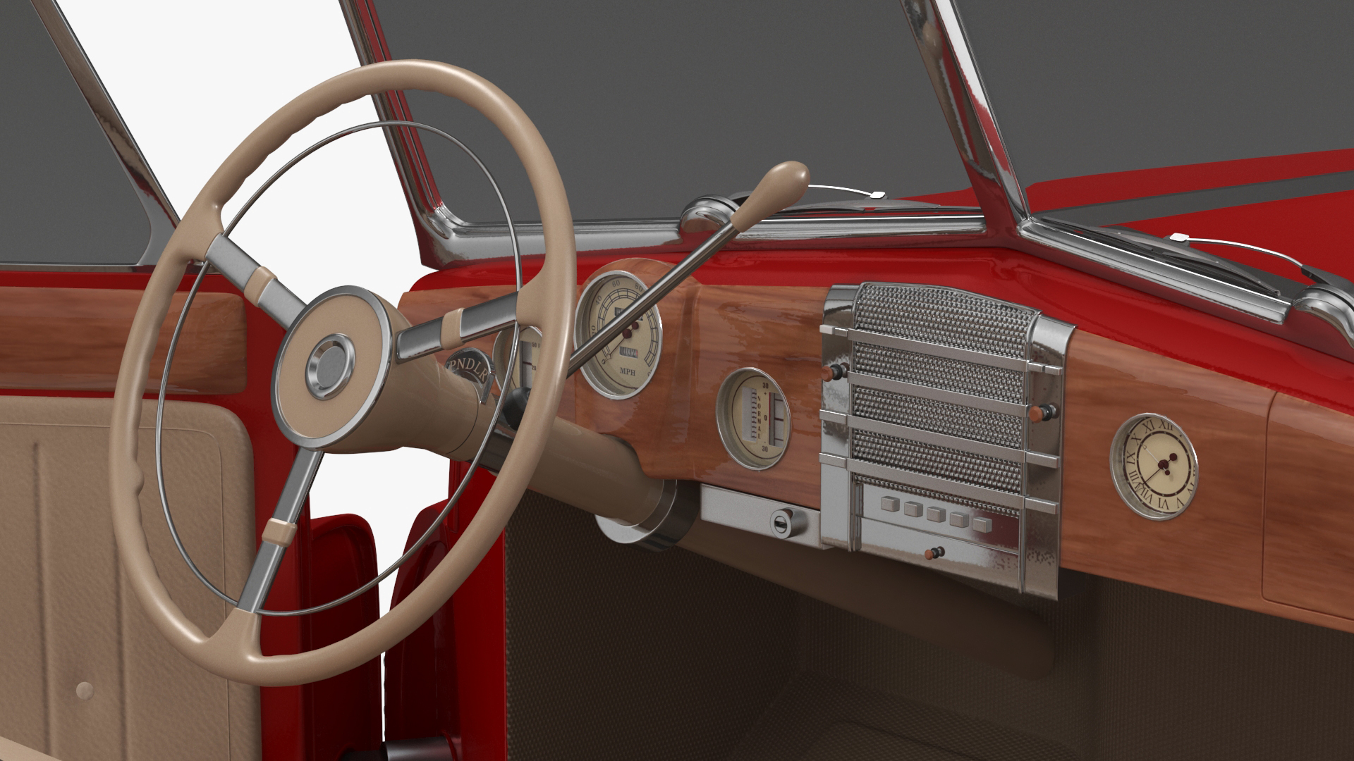 3D model Hover Retro Car Red New Rigged