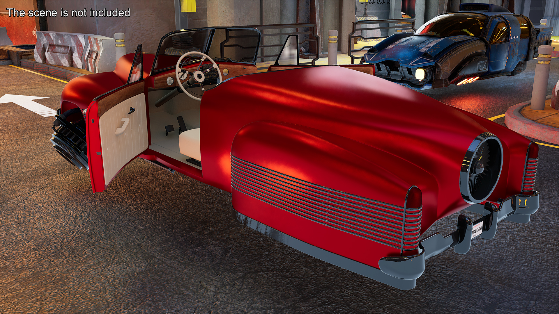 3D model Hover Retro Car Red New Rigged