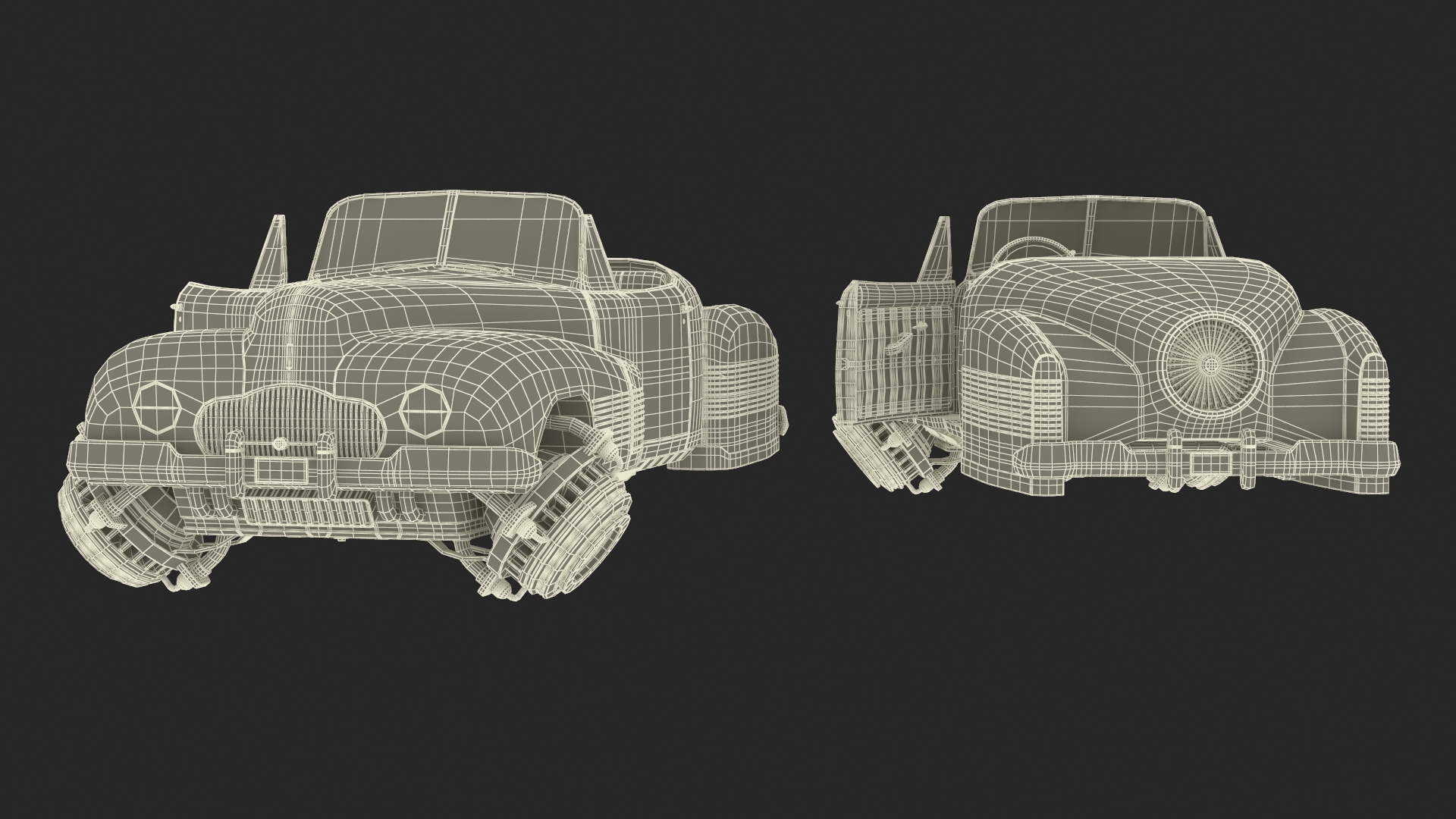 3D model Hover Retro Car Red New Rigged