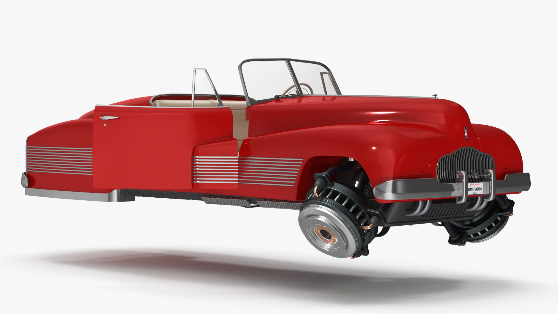 3D model Hover Retro Car Red New Rigged