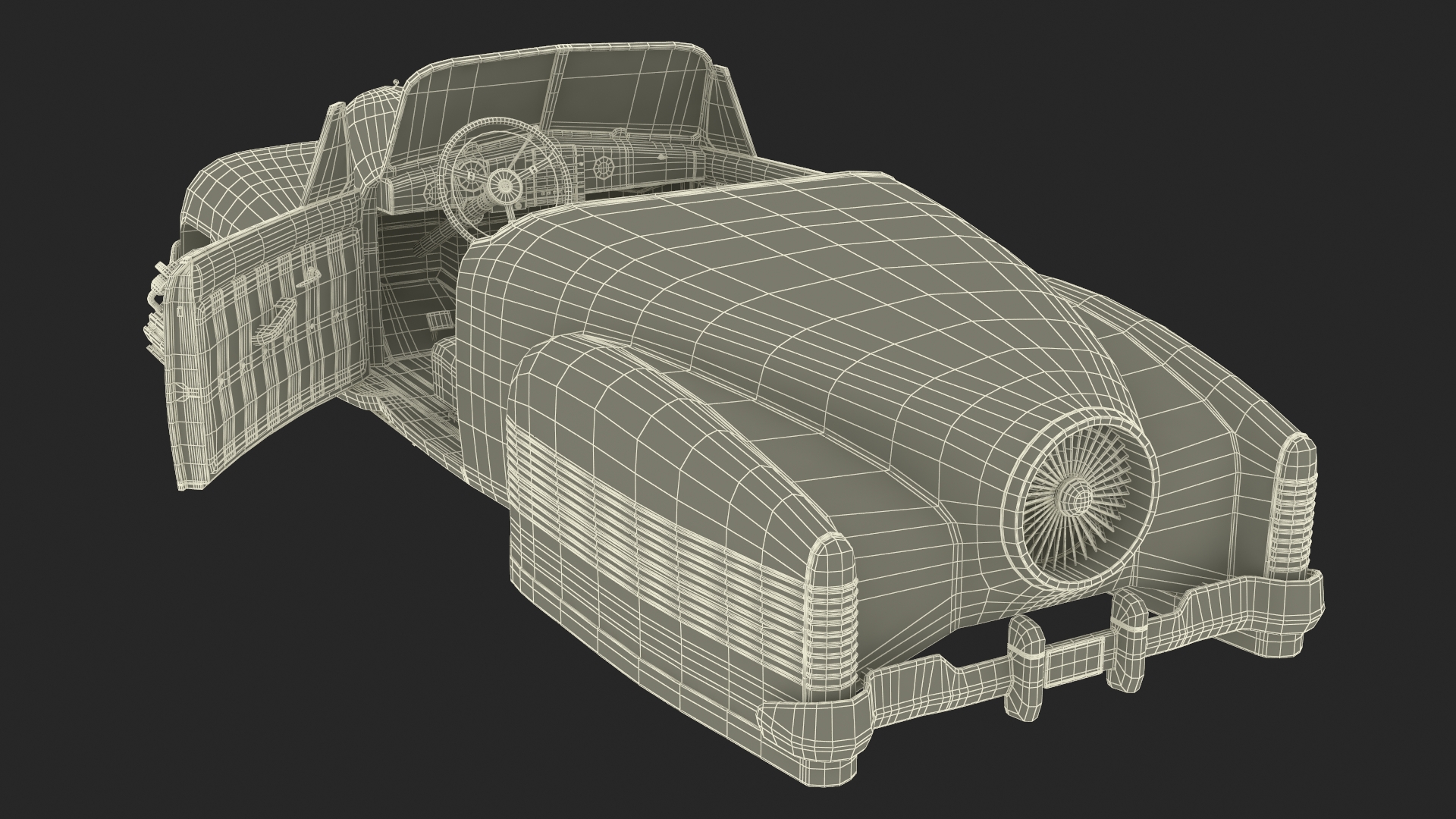 3D model Hover Retro Car Red New Rigged