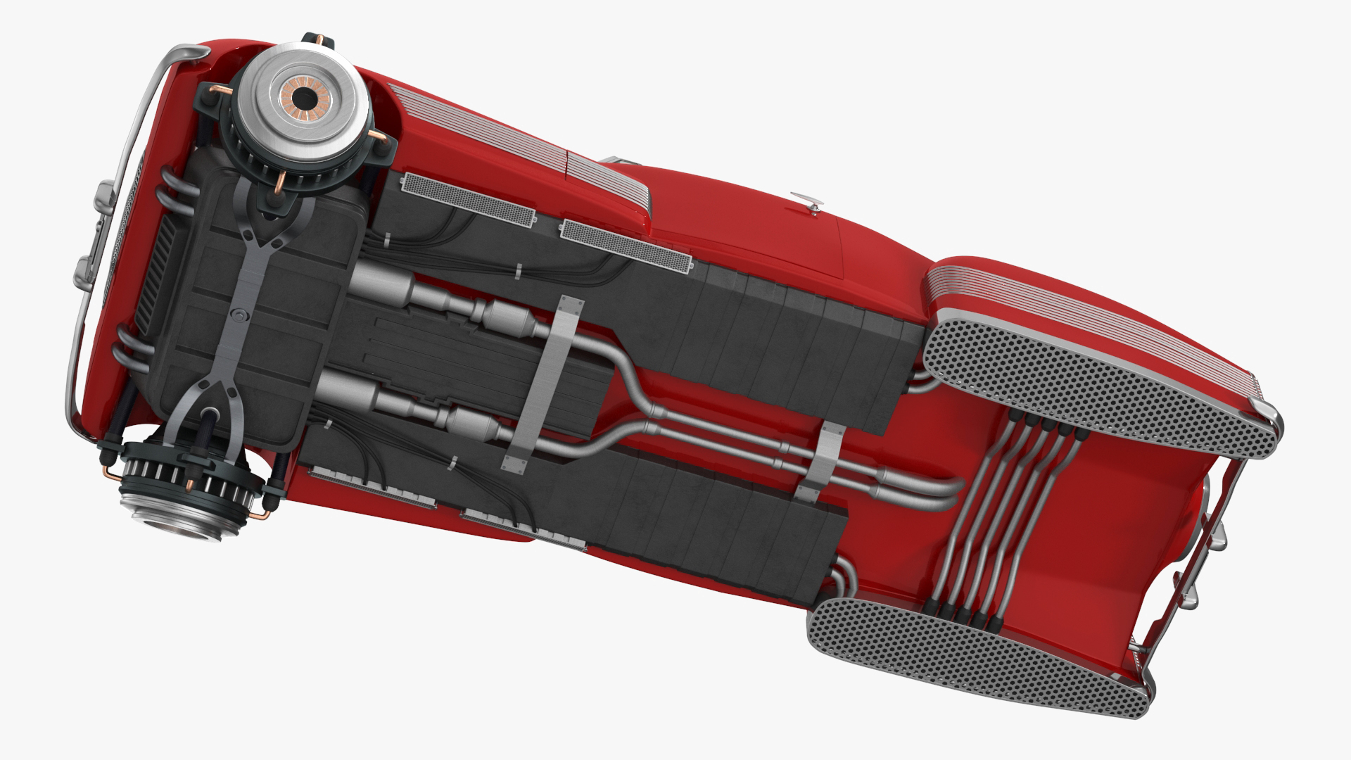 3D model Hover Retro Car Red New Rigged