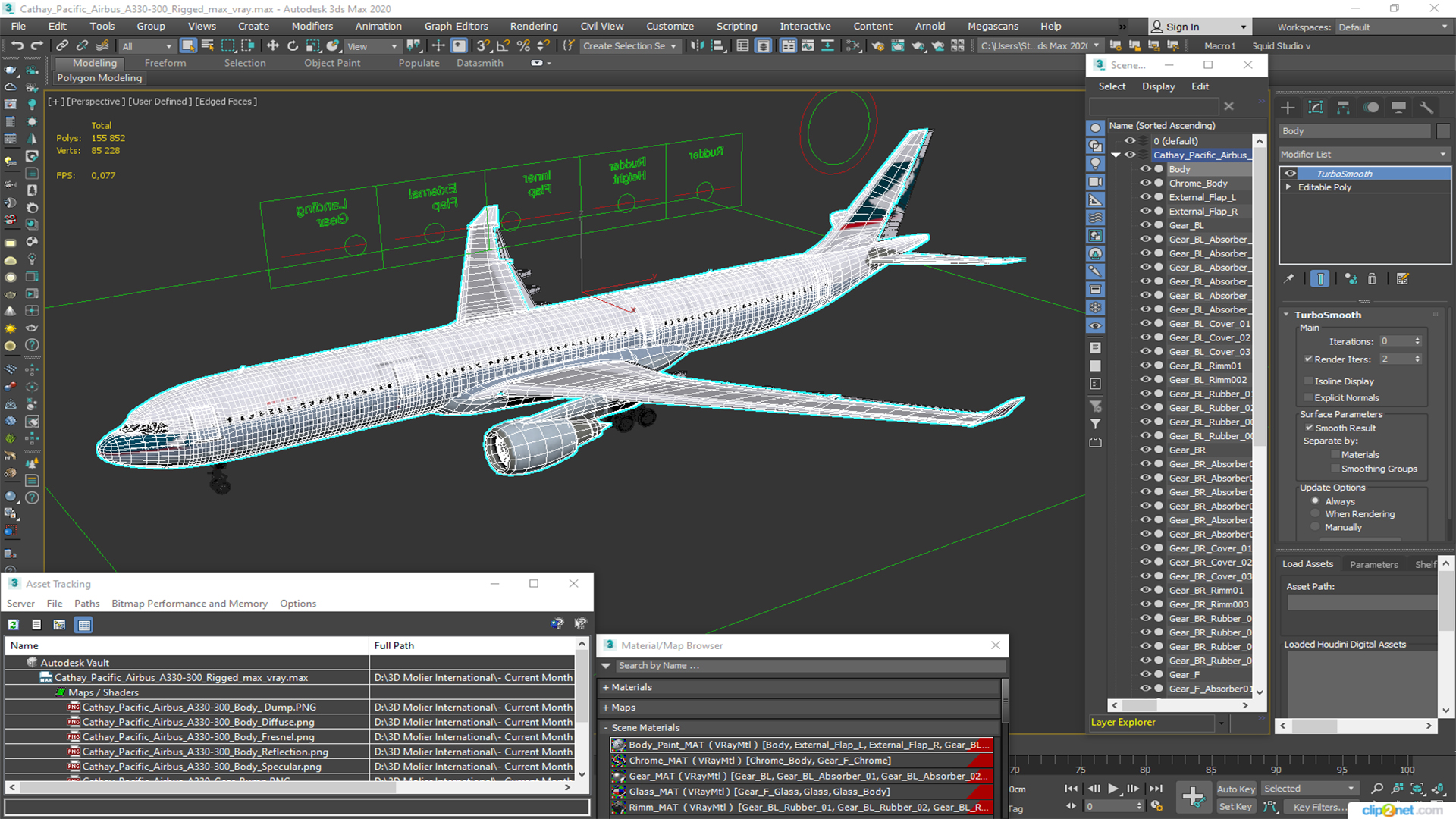 Cathay Pacific Airbus A330-300 Rigged 3D