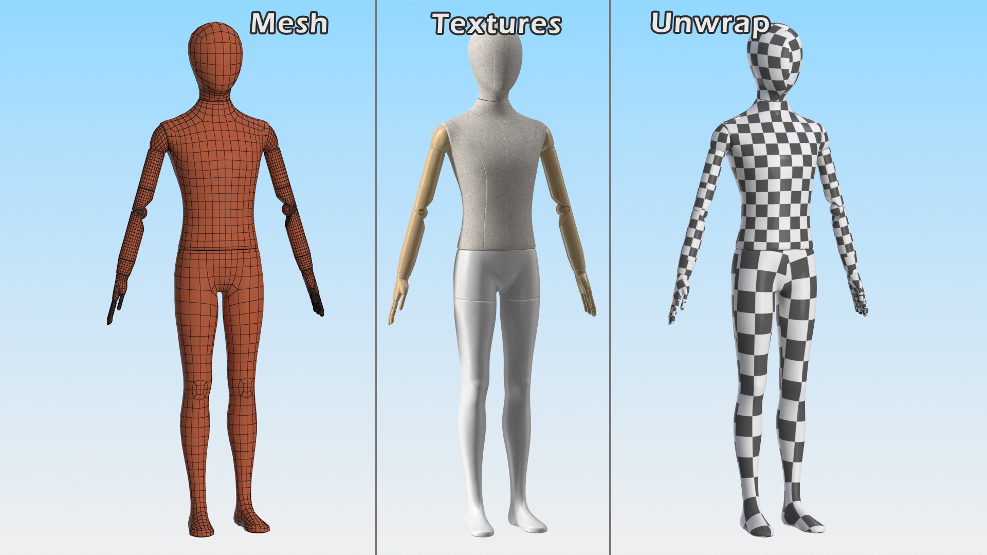 Flexible Child Mannequin Neutral Pose 3D