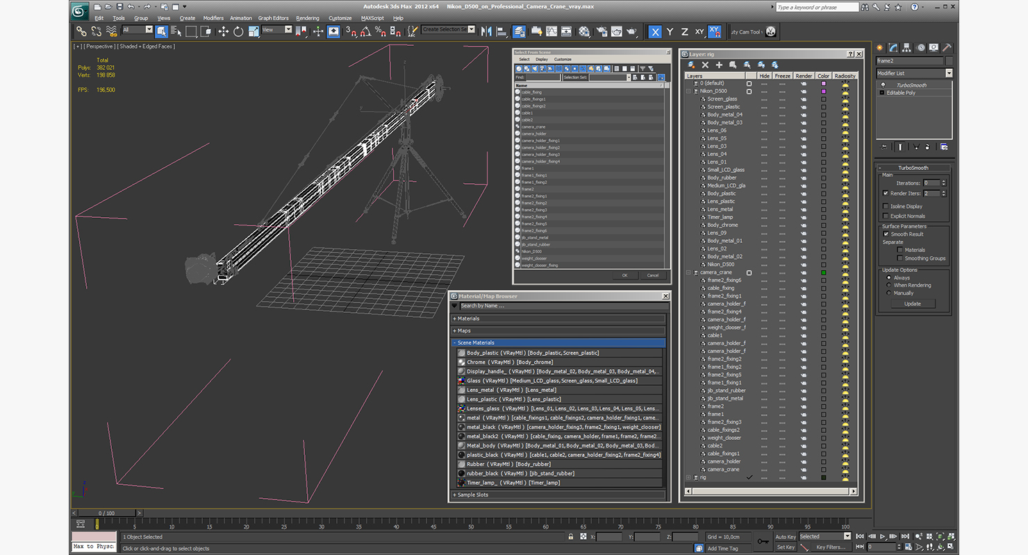 Nikon D500 on Professional Camera Crane 3D model
