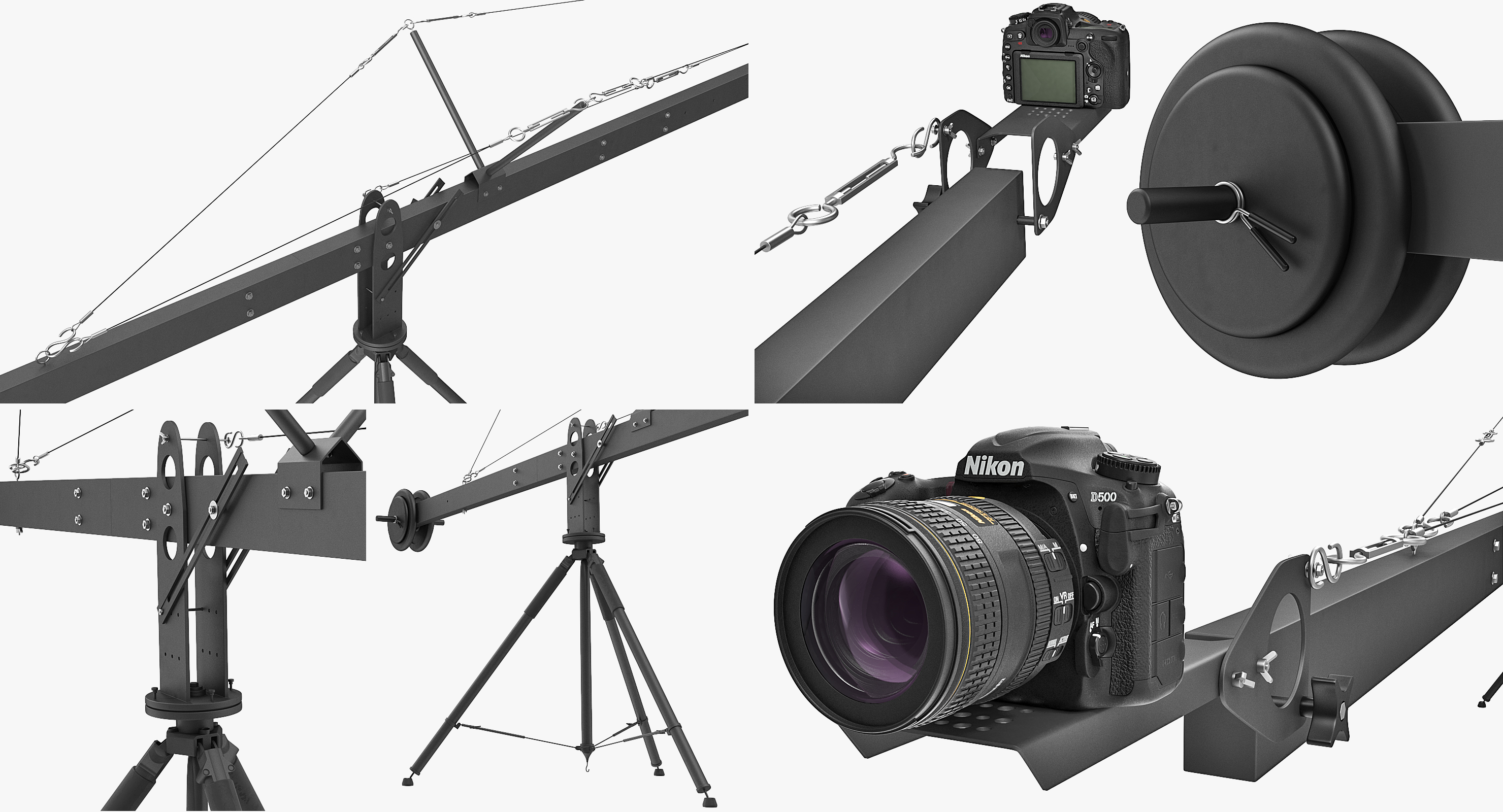 Nikon D500 on Professional Camera Crane 3D model
