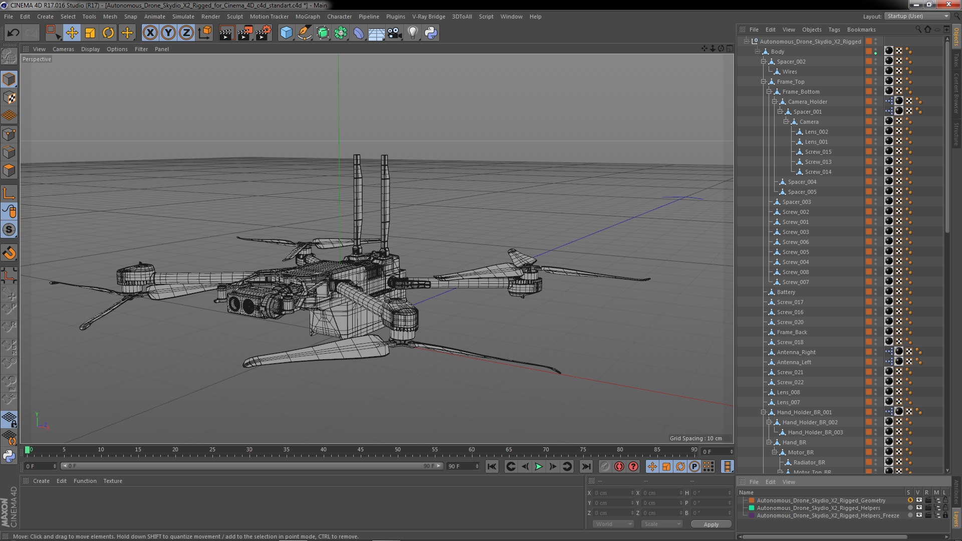 Autonomous Drone Skydio X2 Rigged for Cinema 4D 3D