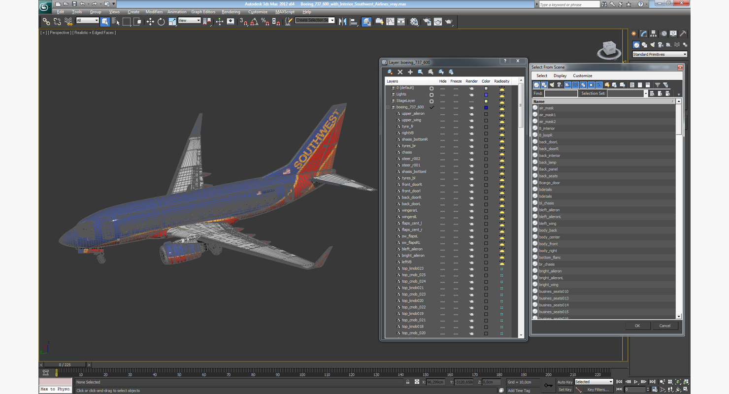 Boeing 737 600 with Interior Southwest Airlines 3D