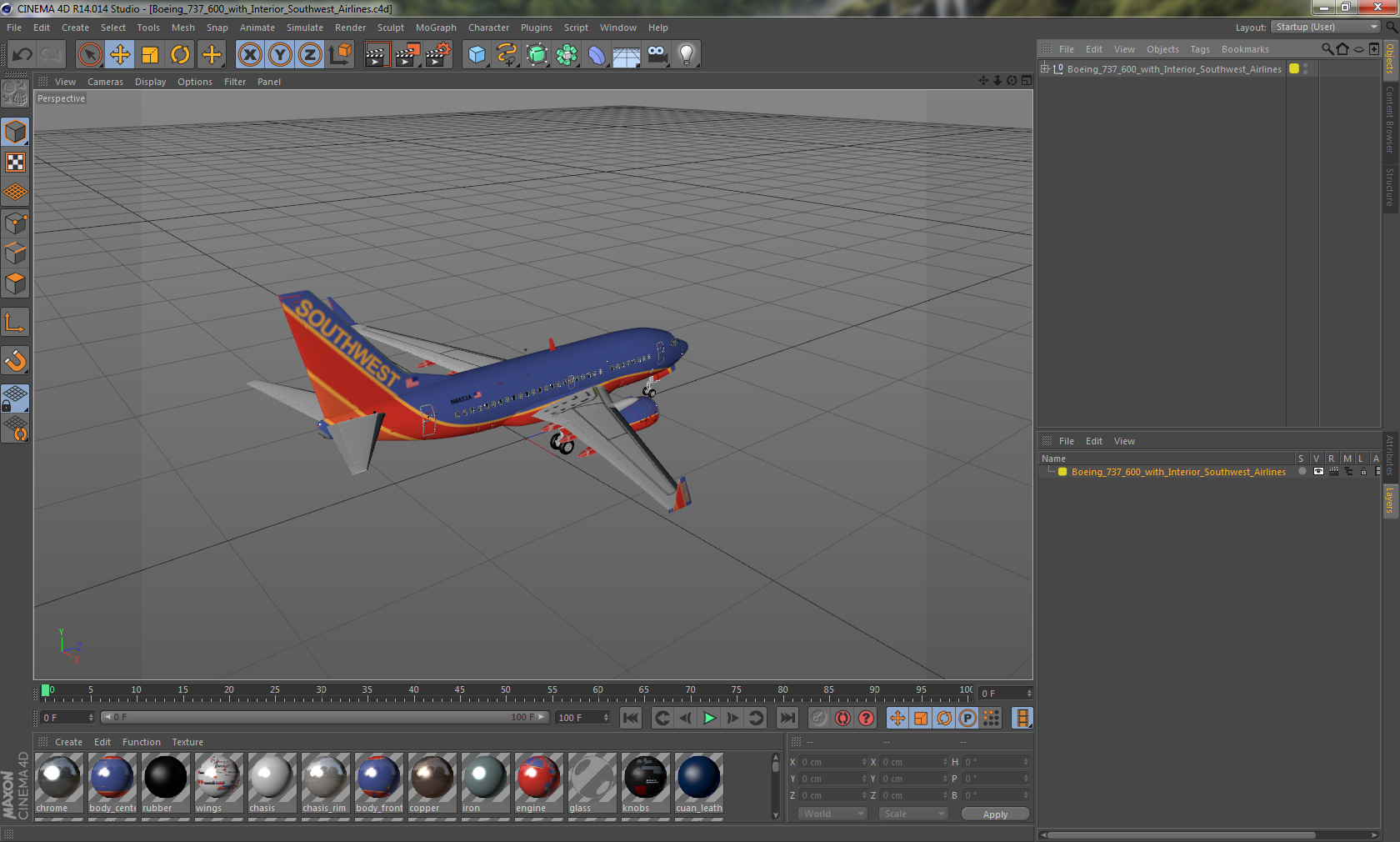 Boeing 737 600 with Interior Southwest Airlines 3D