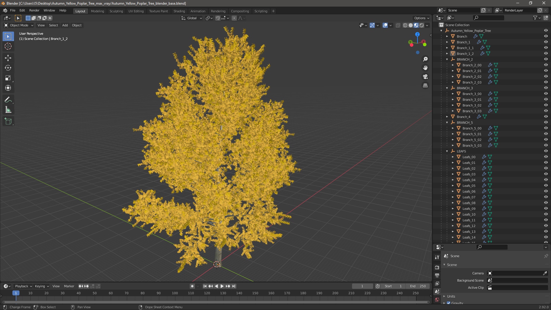 3D model Autumn Yellow Poplar Tree