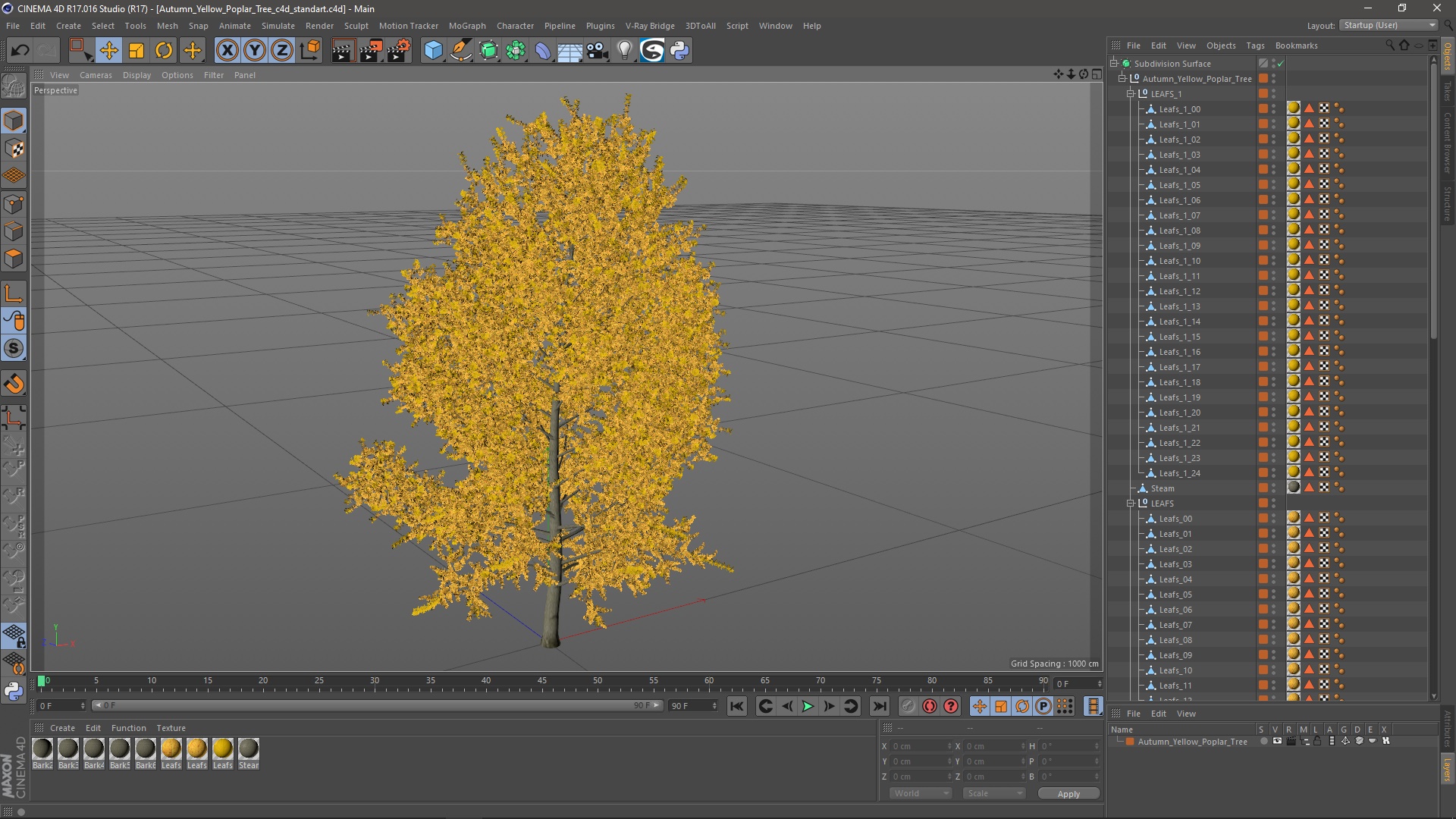 3D model Autumn Yellow Poplar Tree