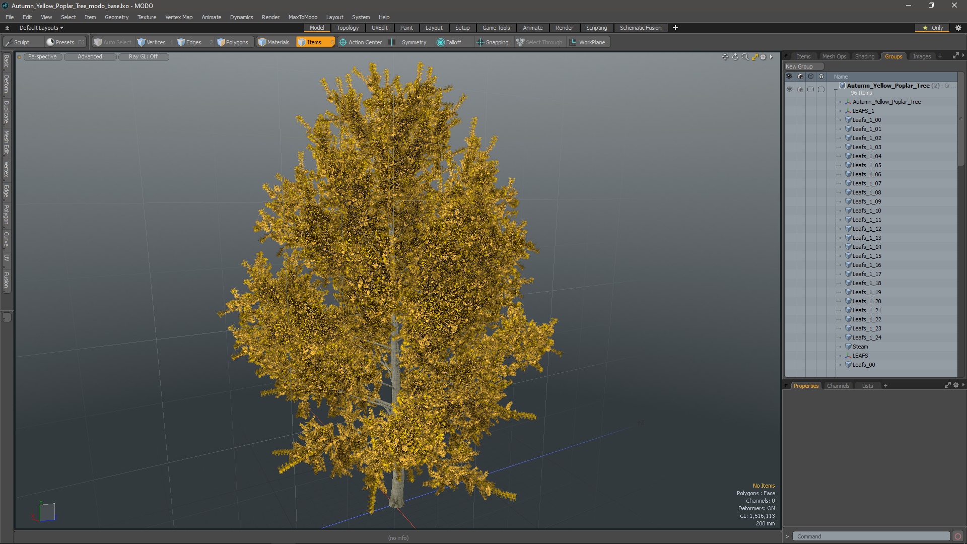 3D model Autumn Yellow Poplar Tree