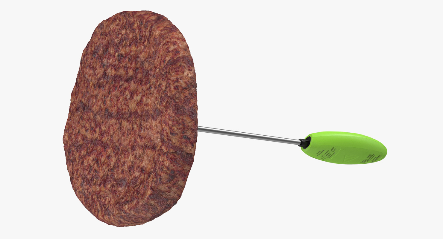 Digital Food Thermometer with Burger Patty 3D