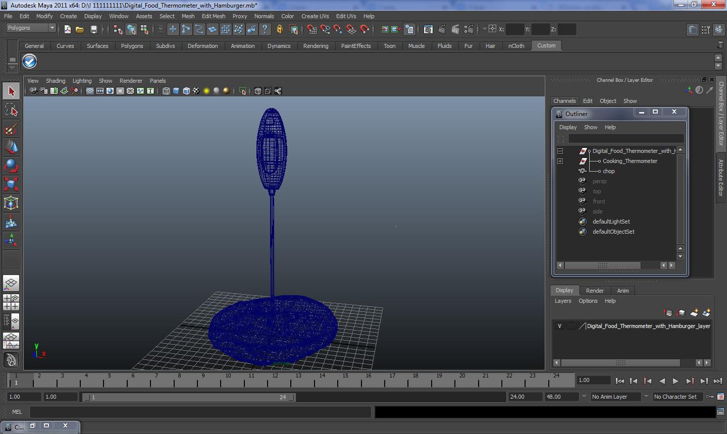 Digital Food Thermometer with Burger Patty 3D