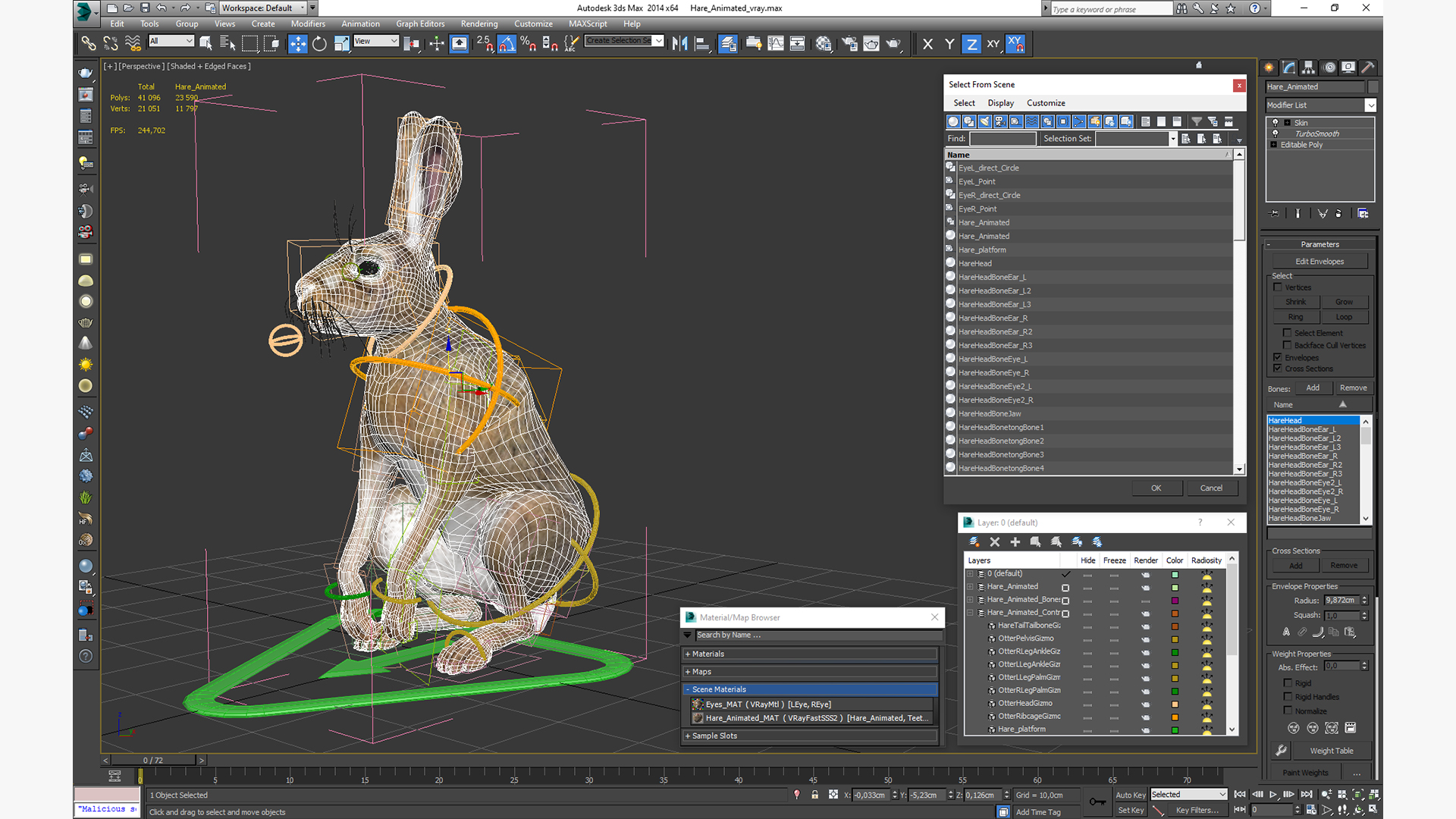 3D Hare  Animated Rigged