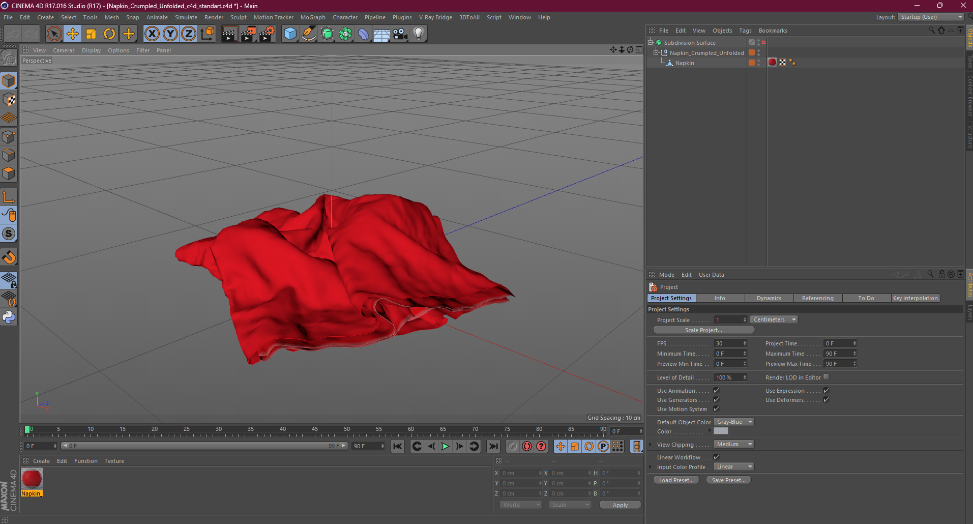 Napkin Crumpled Unfolded 3D model