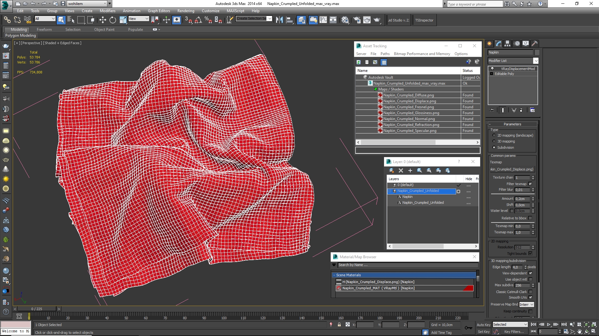 Napkin Crumpled Unfolded 3D model