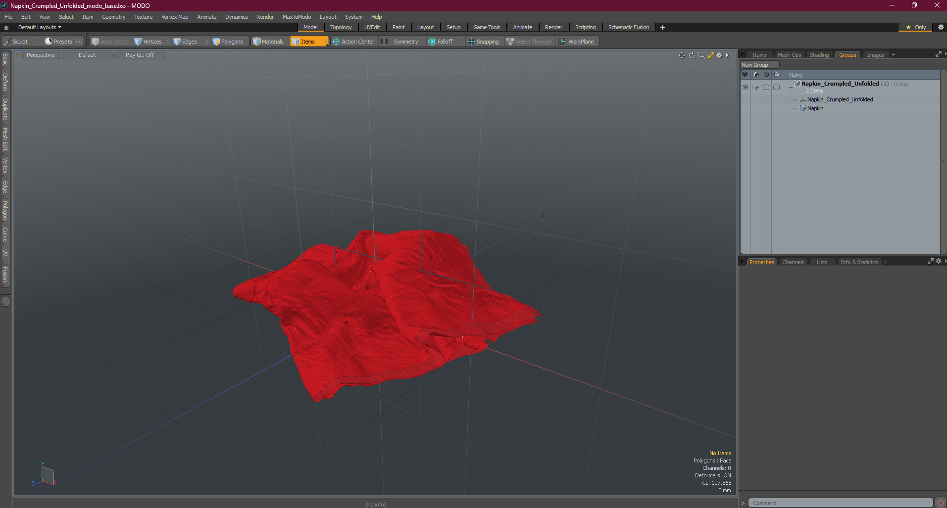 Napkin Crumpled Unfolded 3D model