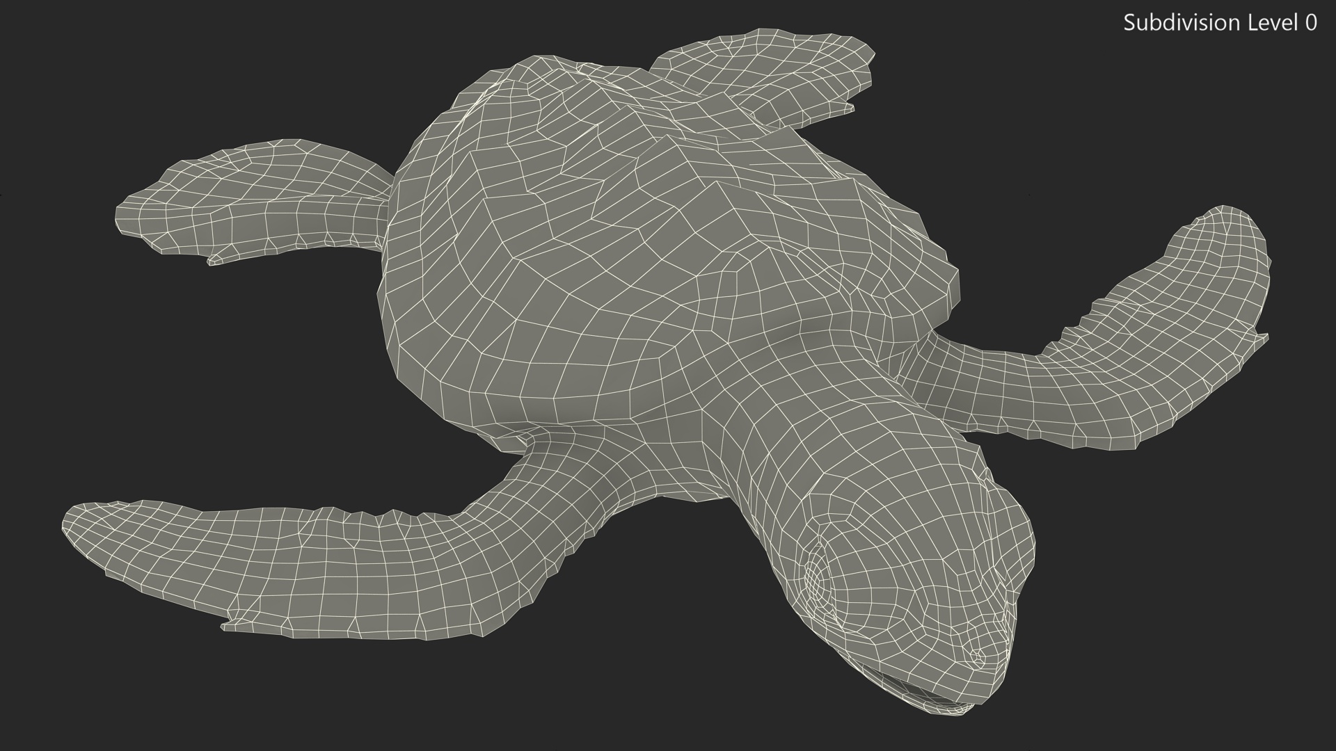 Baby Sea Turtle Black Rigged for Cinema 4D 3D