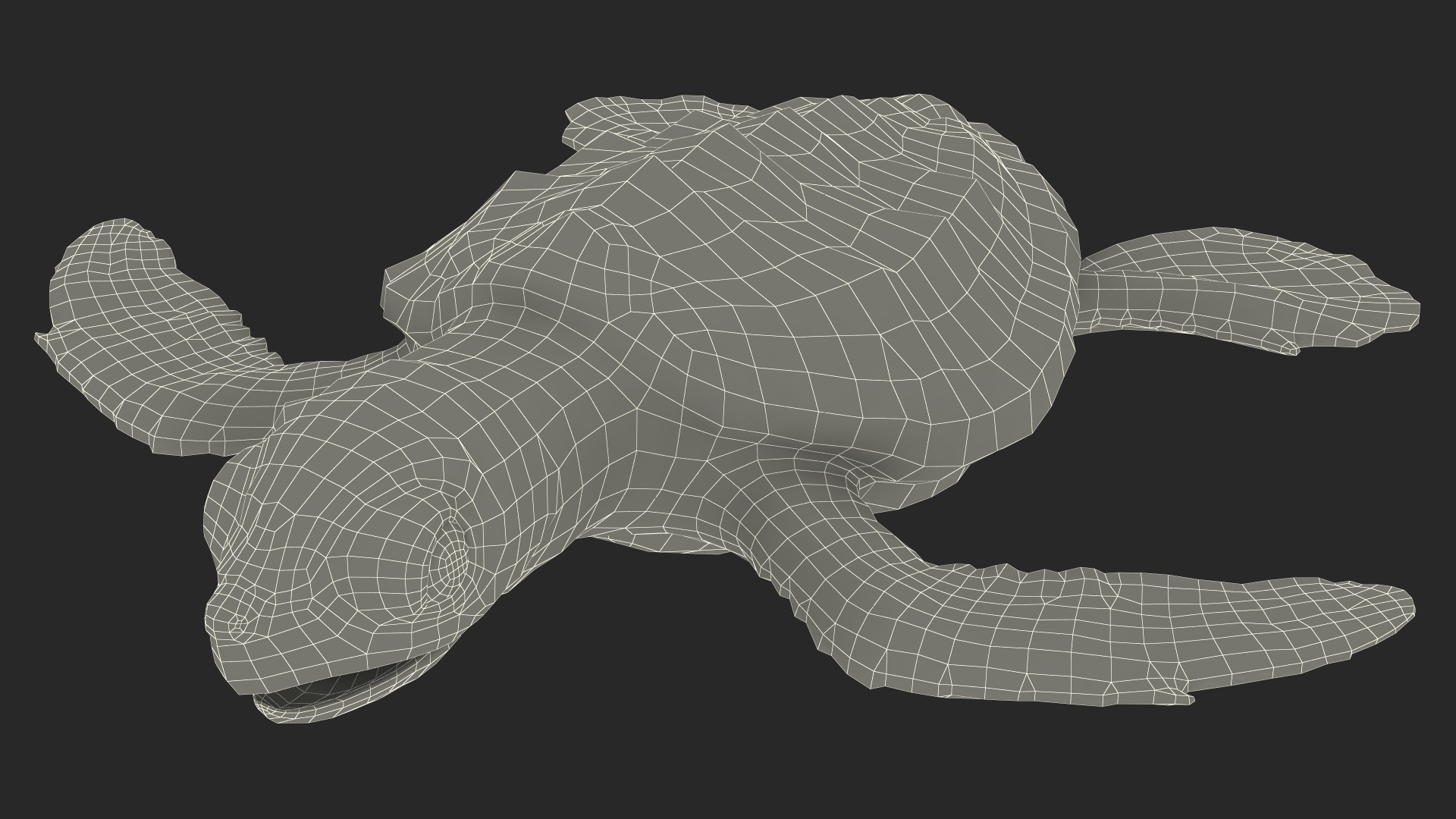Baby Sea Turtle Black Rigged for Cinema 4D 3D