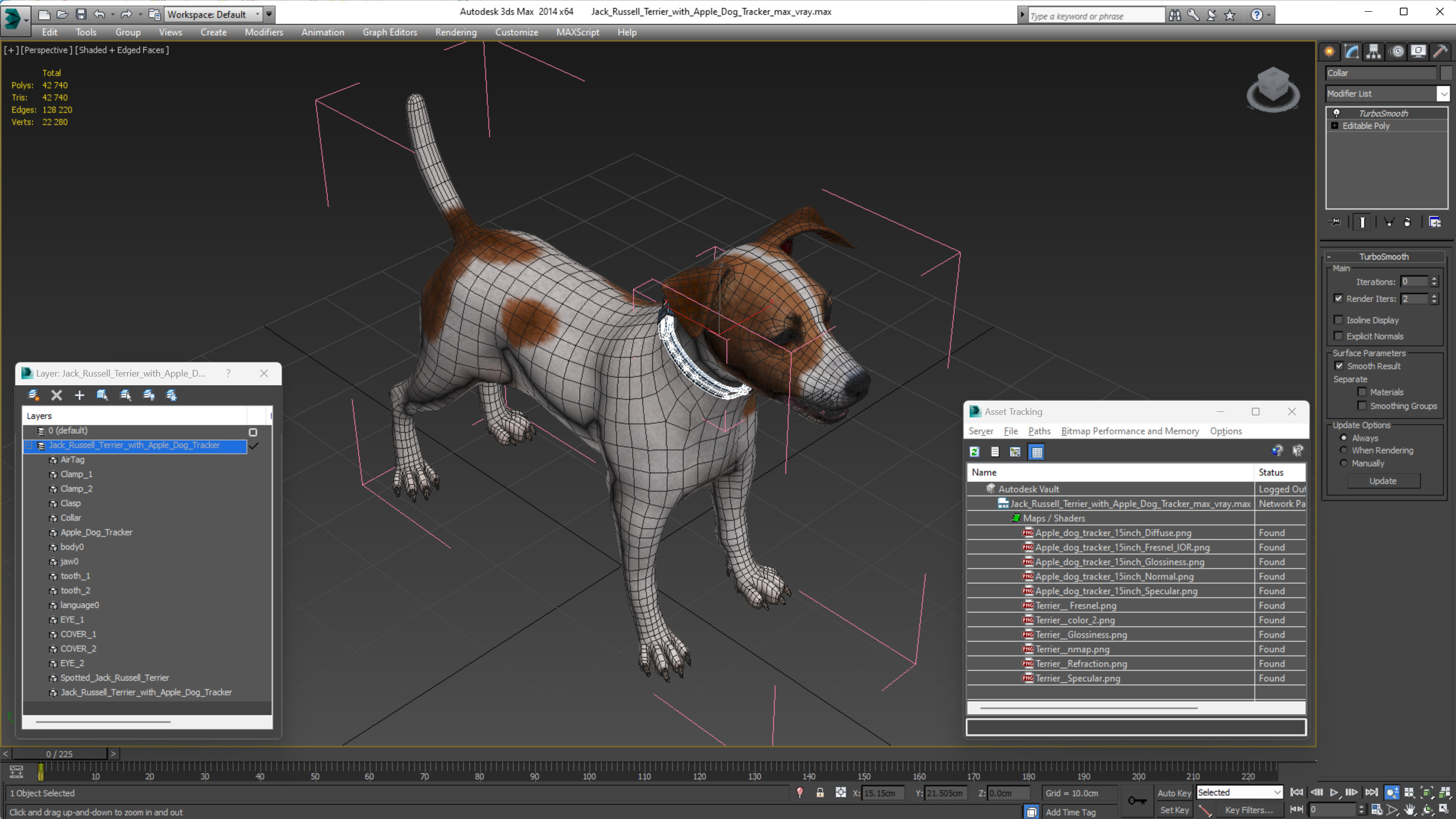 3D Jack Russell Terrier with Apple Dog Tracker model