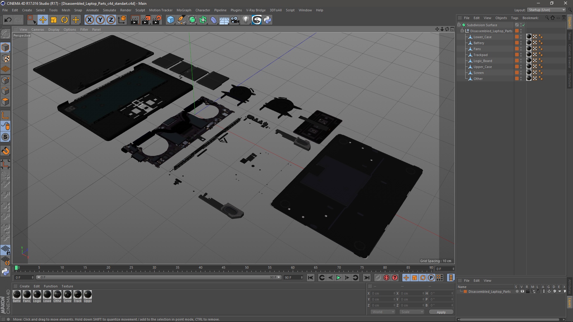 3D model Disassembled Laptop Parts