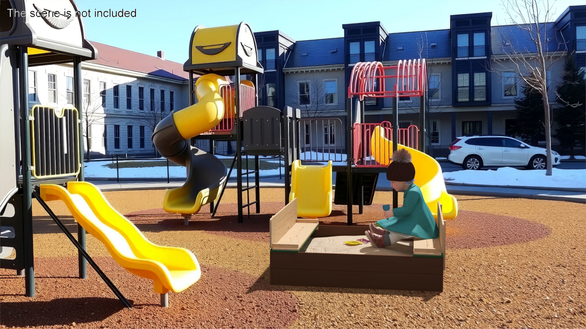 3D Baby Girl in Sandpit Fur Rigged