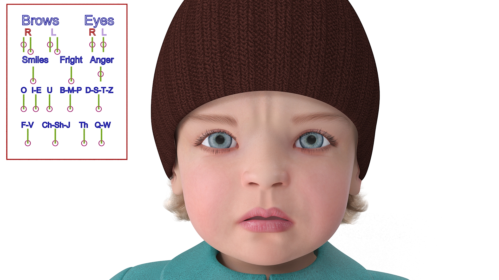 3D Baby Girl in Sandpit Fur Rigged