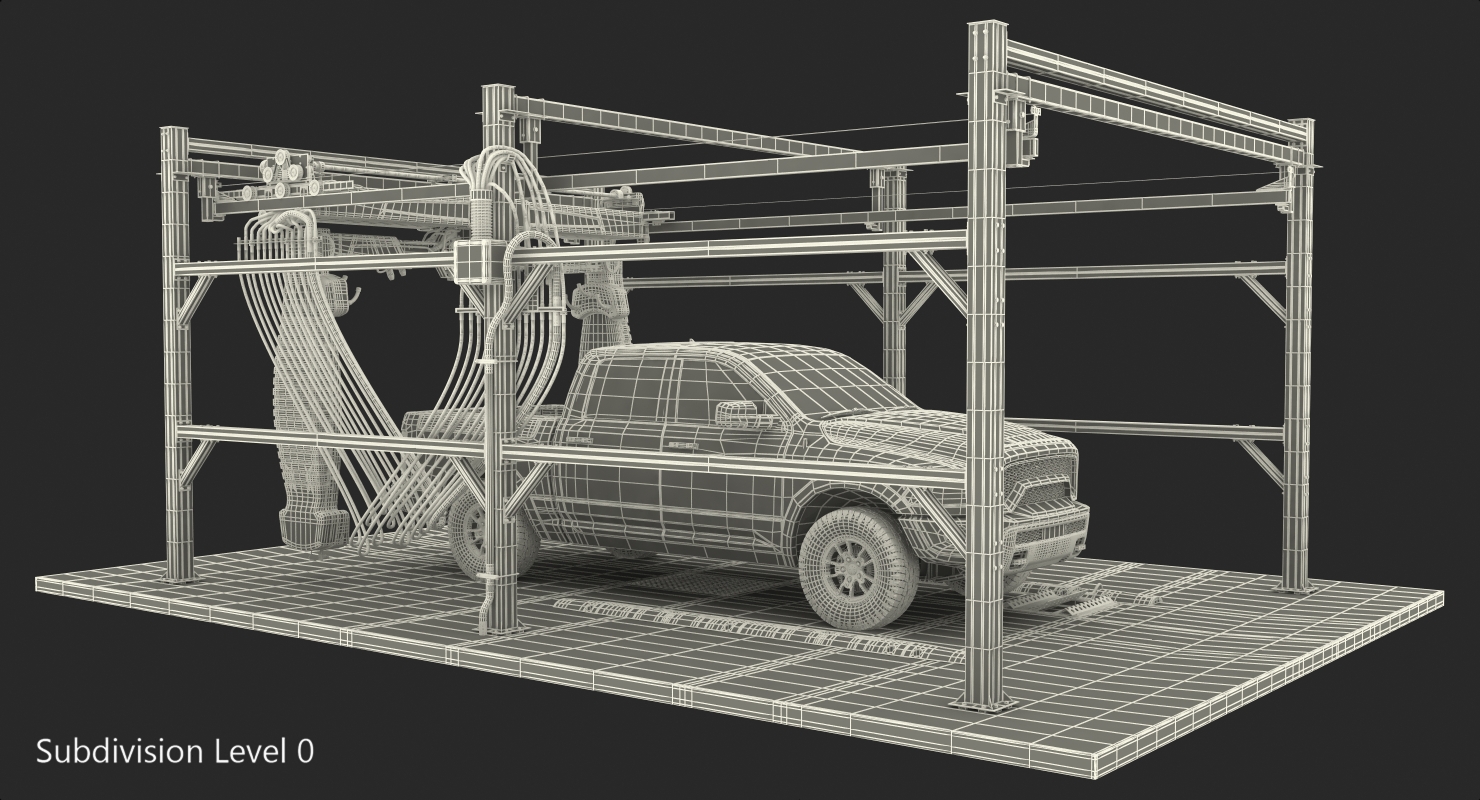 3D Carwash System Fastrak Touch Free with Pickup Truck Rigged model