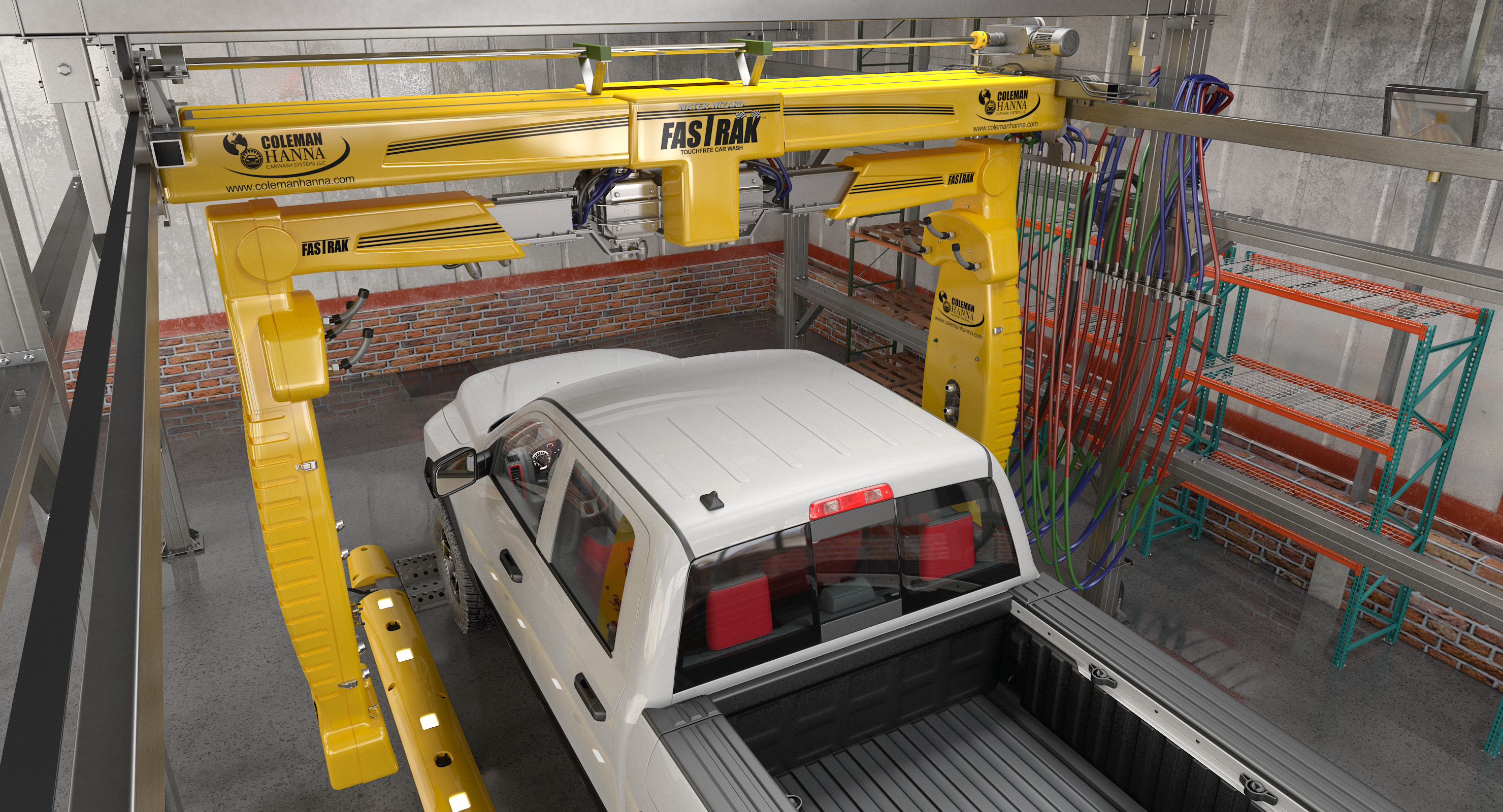 Carwash System Fastrak Touch Free with Pickup Truck Rigged 3D Model, view 5