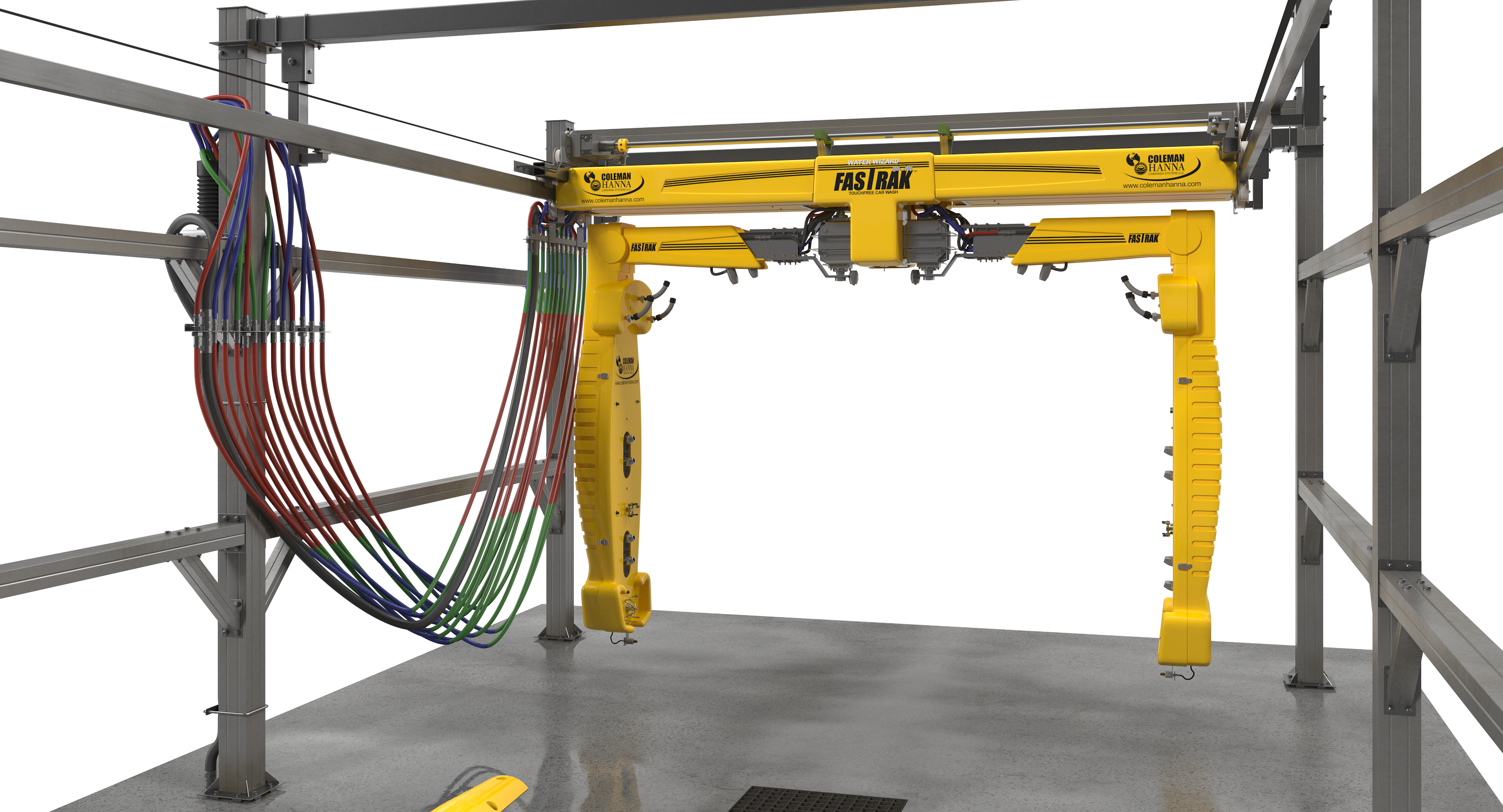 Carwash System Fastrak Touch Free with Pickup Truck Rigged 3D Model, view 8