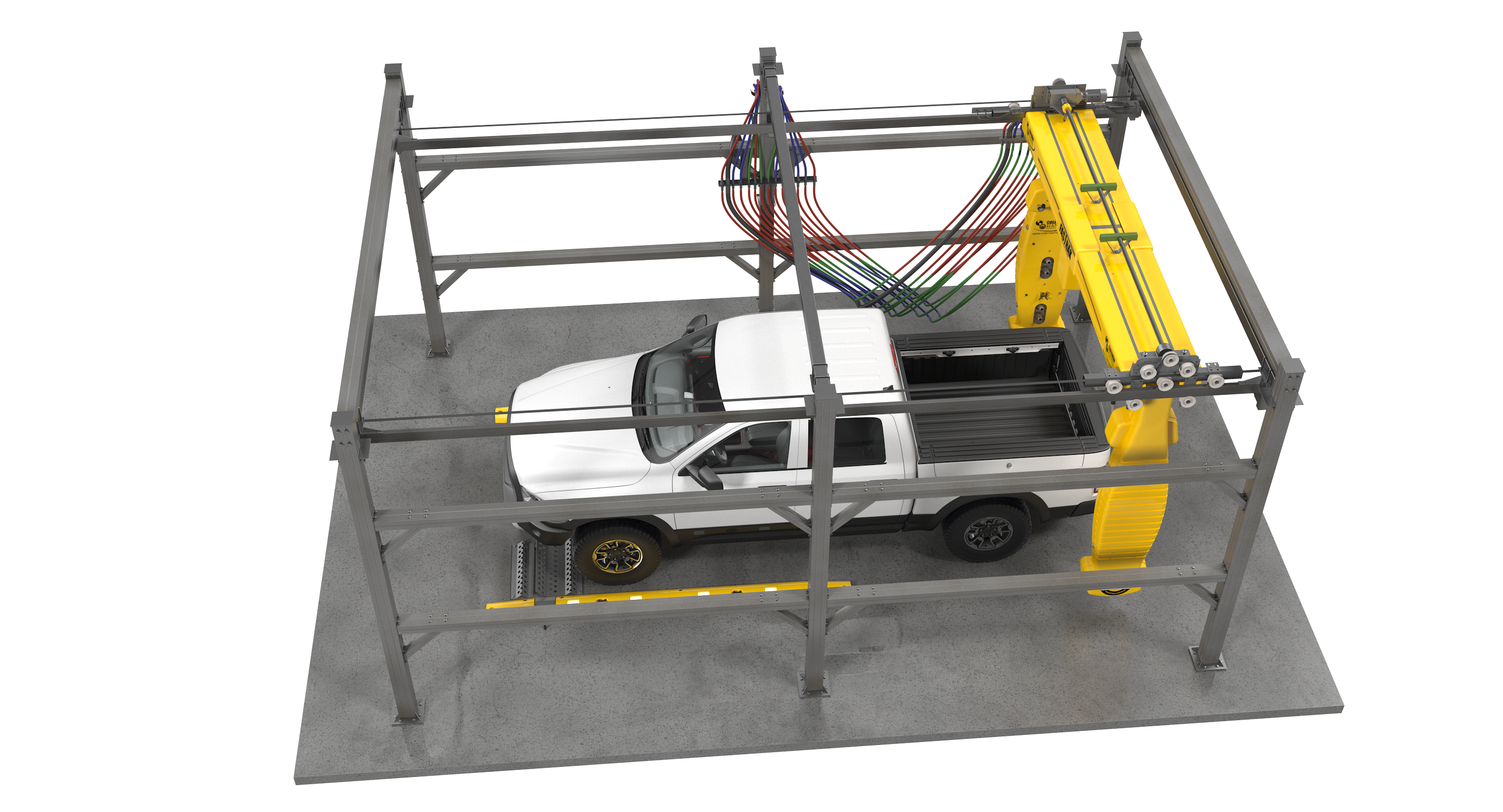 Carwash System Fastrak Touch Free with Pickup Truck Rigged 3D Model, view 10