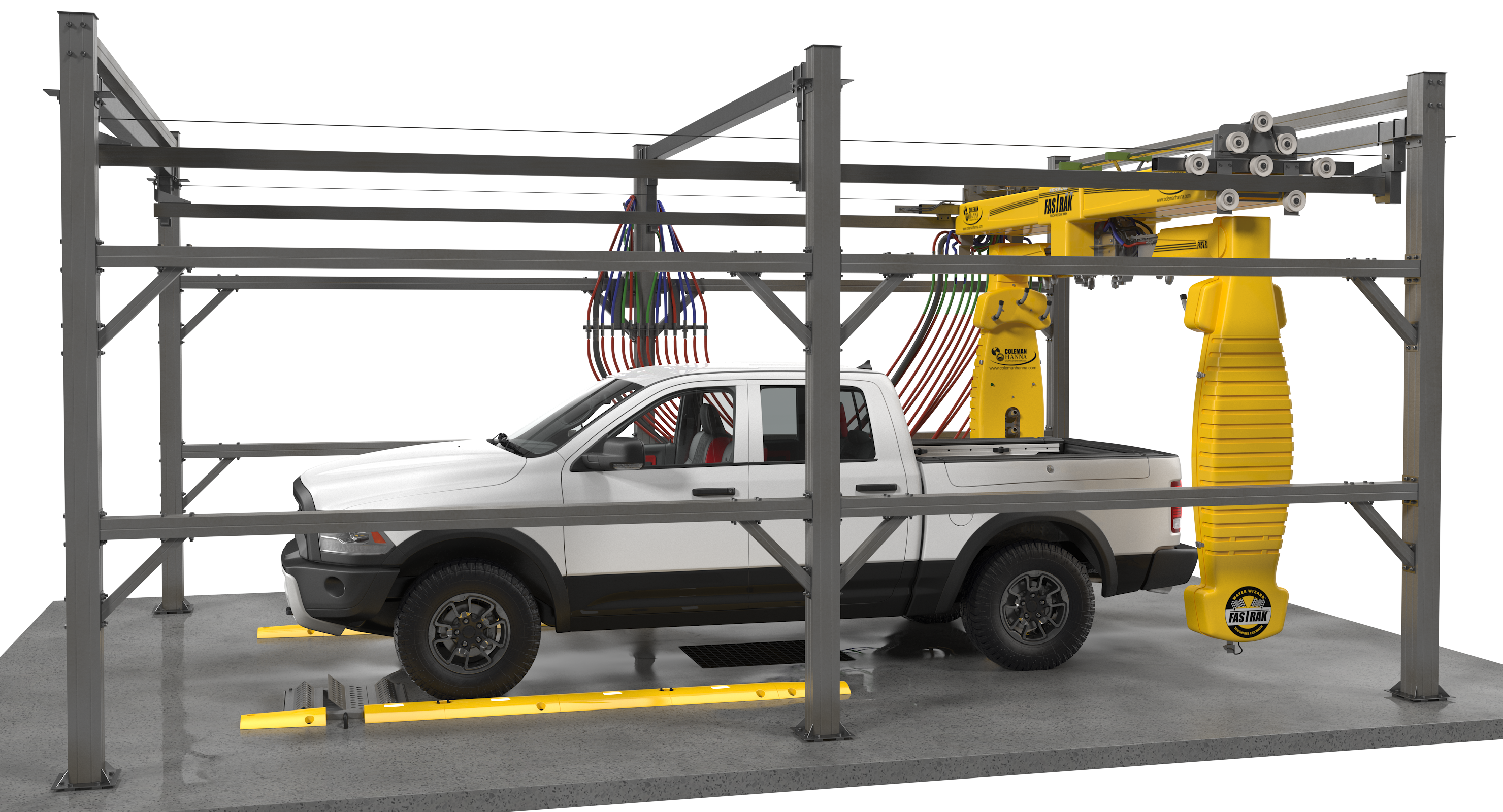Carwash System Fastrak Touch Free with Pickup Truck Rigged 3D Model, view 12