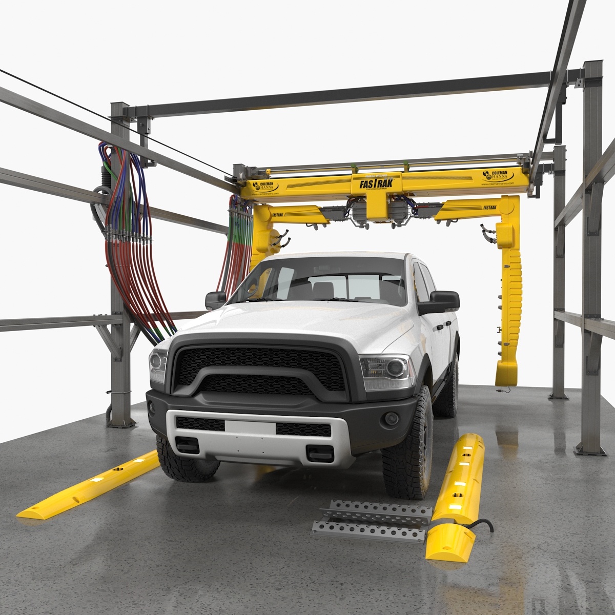 Carwash System Fastrak Touch Free with Pickup Truck Rigged 3D Model