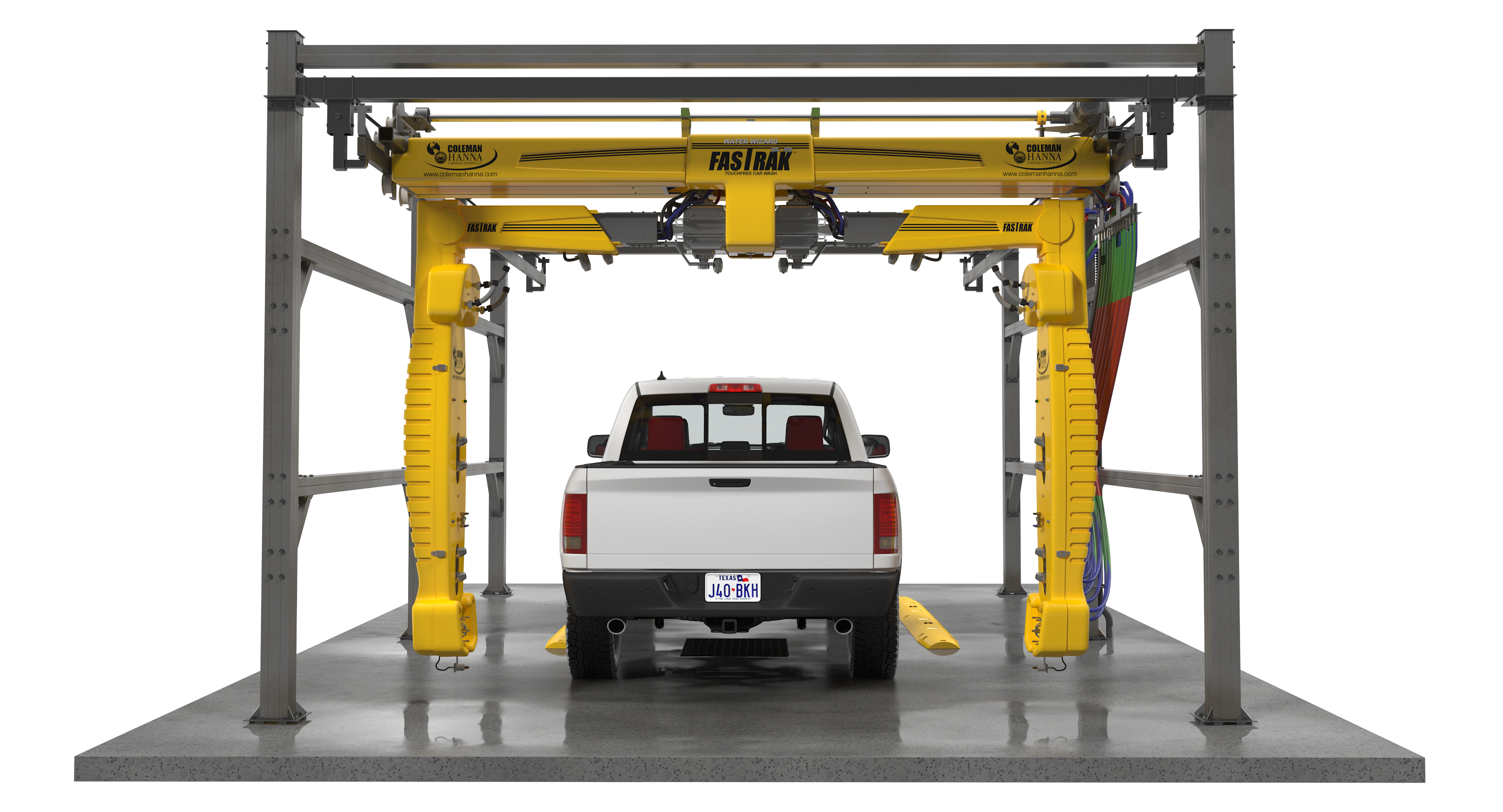 Carwash System Fastrak Touch Free with Pickup Truck Rigged 3D Model, view 11
