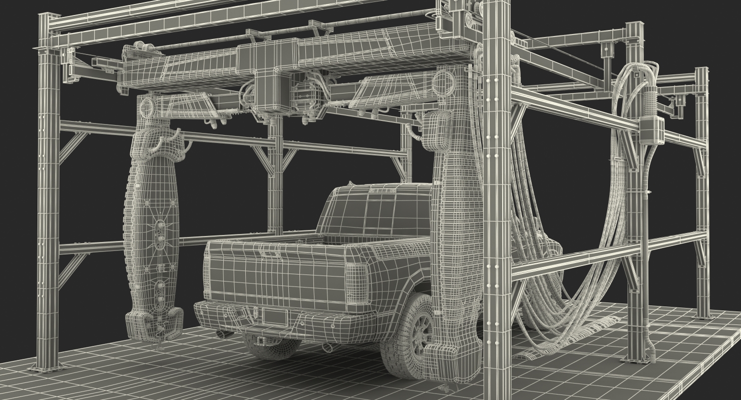 3D Carwash System Fastrak Touch Free with Pickup Truck Rigged model