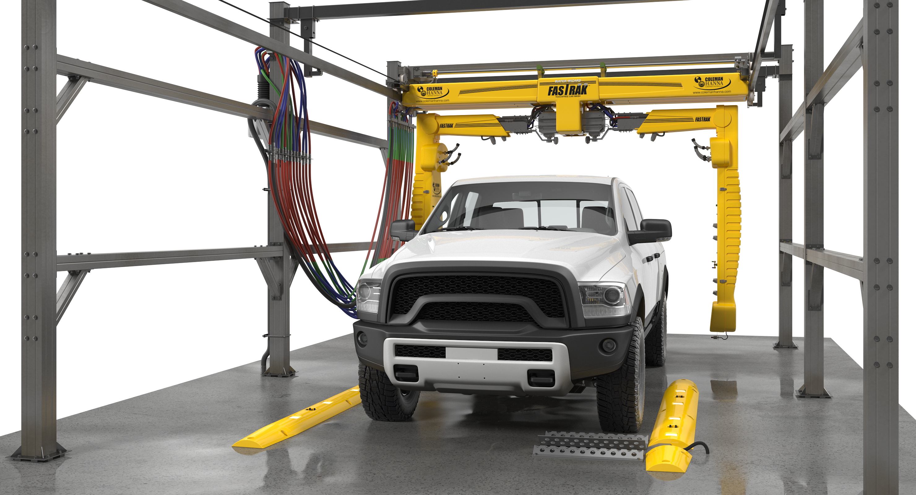 Carwash System Fastrak Touch Free with Pickup Truck Rigged 3D Model, view 2